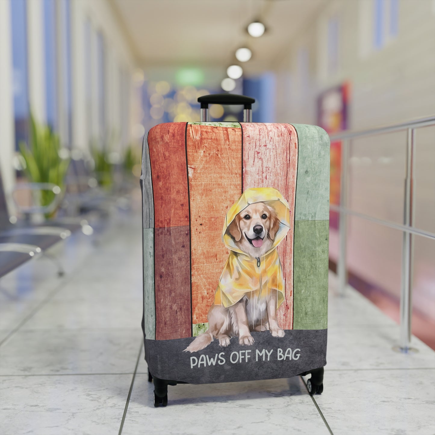 Golden Retriever in Raincoat Paws Off My Bag Luggage Cover