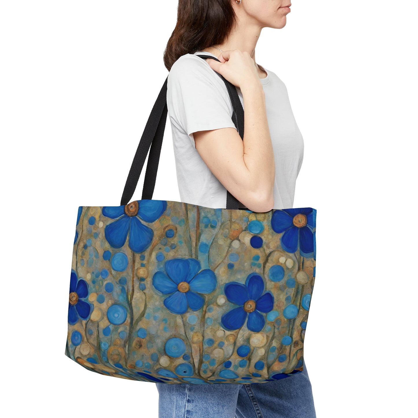 Blue Floral Pop Weekender Tote Bag