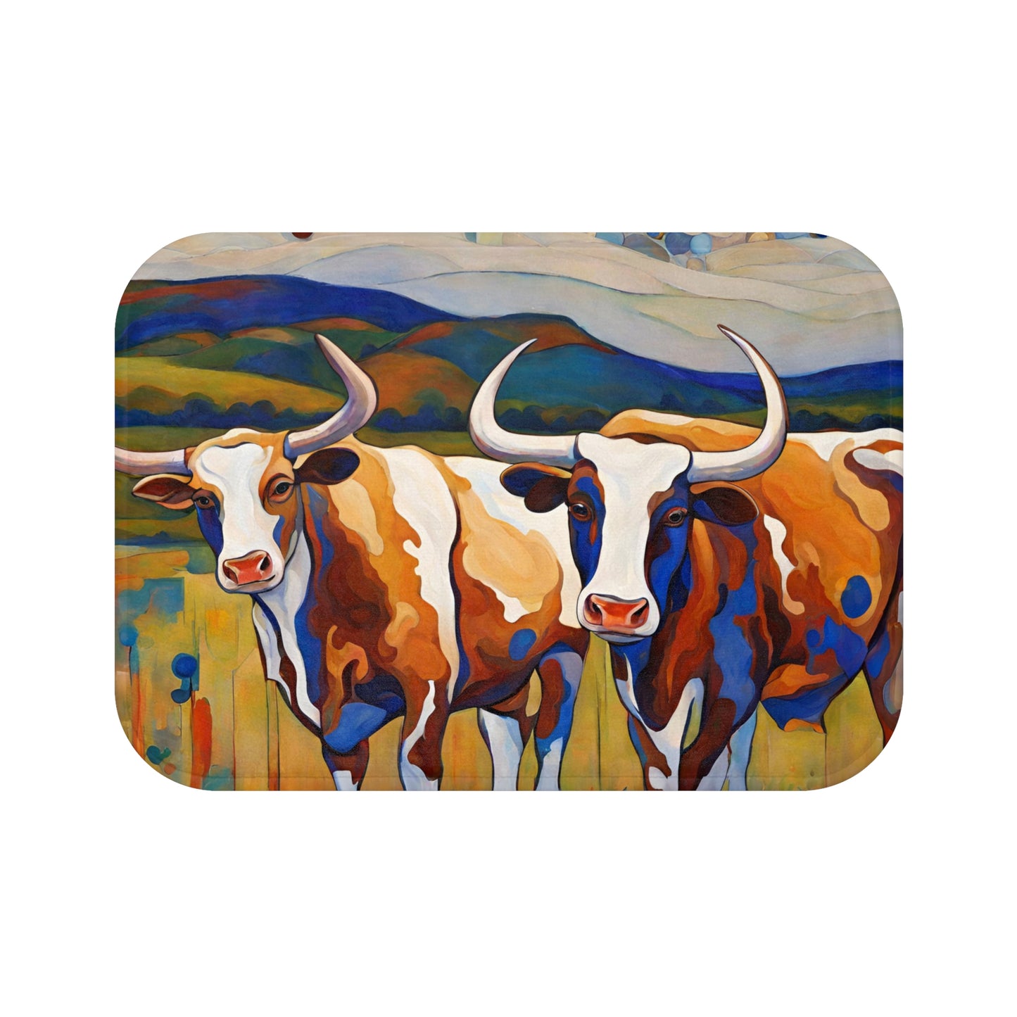 At the Ranch Longhorn Cattle Microfiber Bath Mat