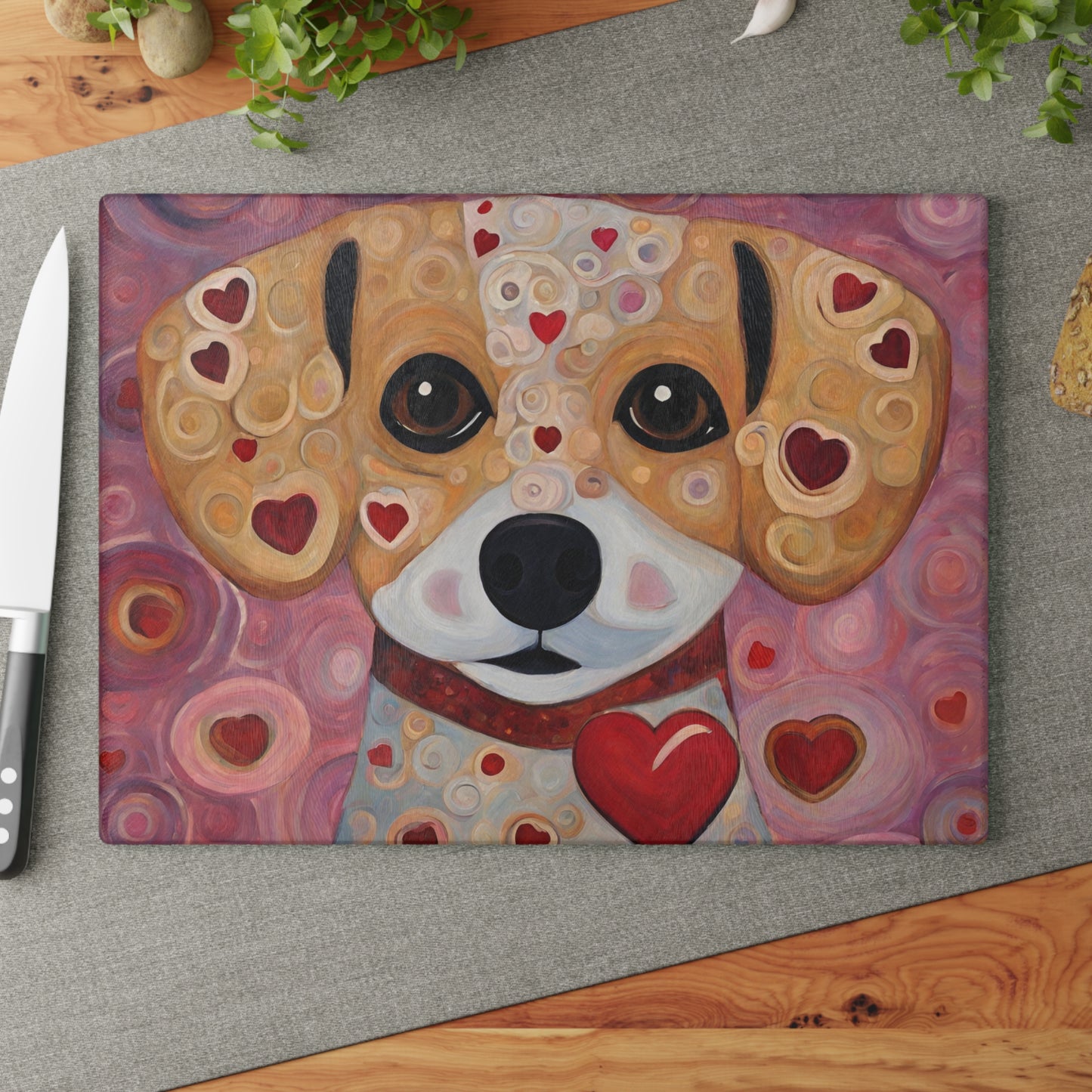 Puppy Love Tempered Glass Cutting Board