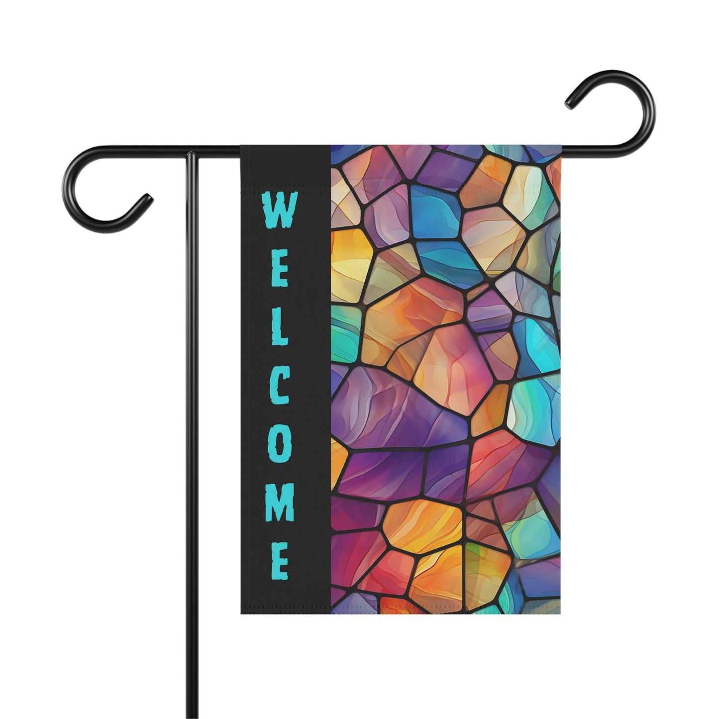 Stained Glass Welcome 2-Sided Garden Banner