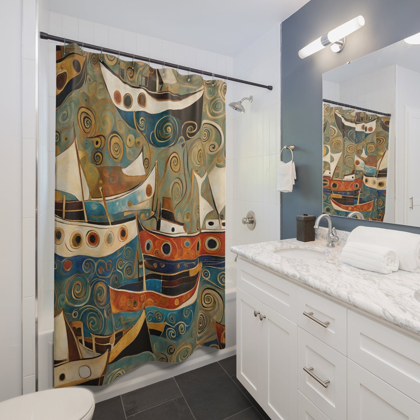 The Harbor Polyester Shower Curtain