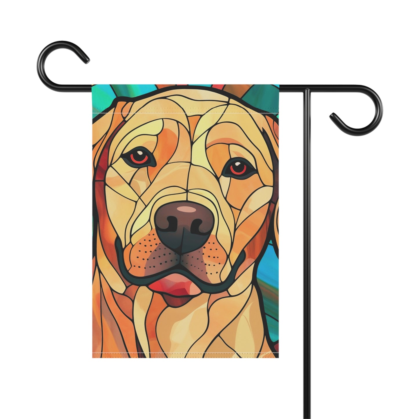 Yellow Labrador Face Stained Glass 2-Sided Garden & House Flag/Banner