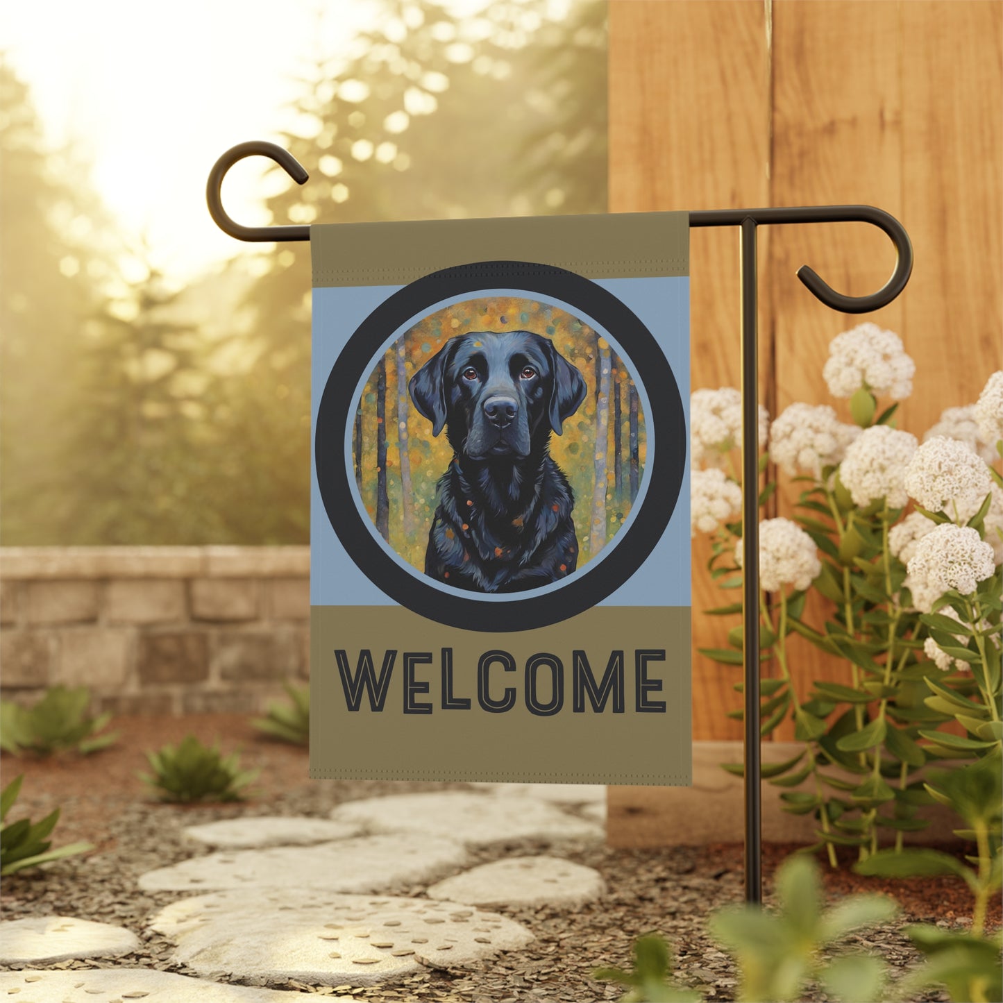 Black Labrador Welcome 2-Sided Garden & House Flag/Banner