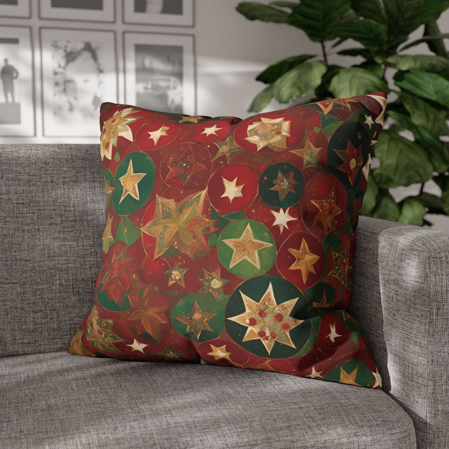 Holidaze Starz Square Poly Canvas Pillowcase