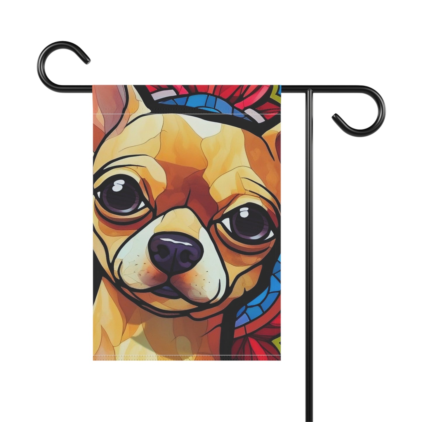 Chihuahua Face Stained Glass Look 2-Sided Garden & House Flag/Banner