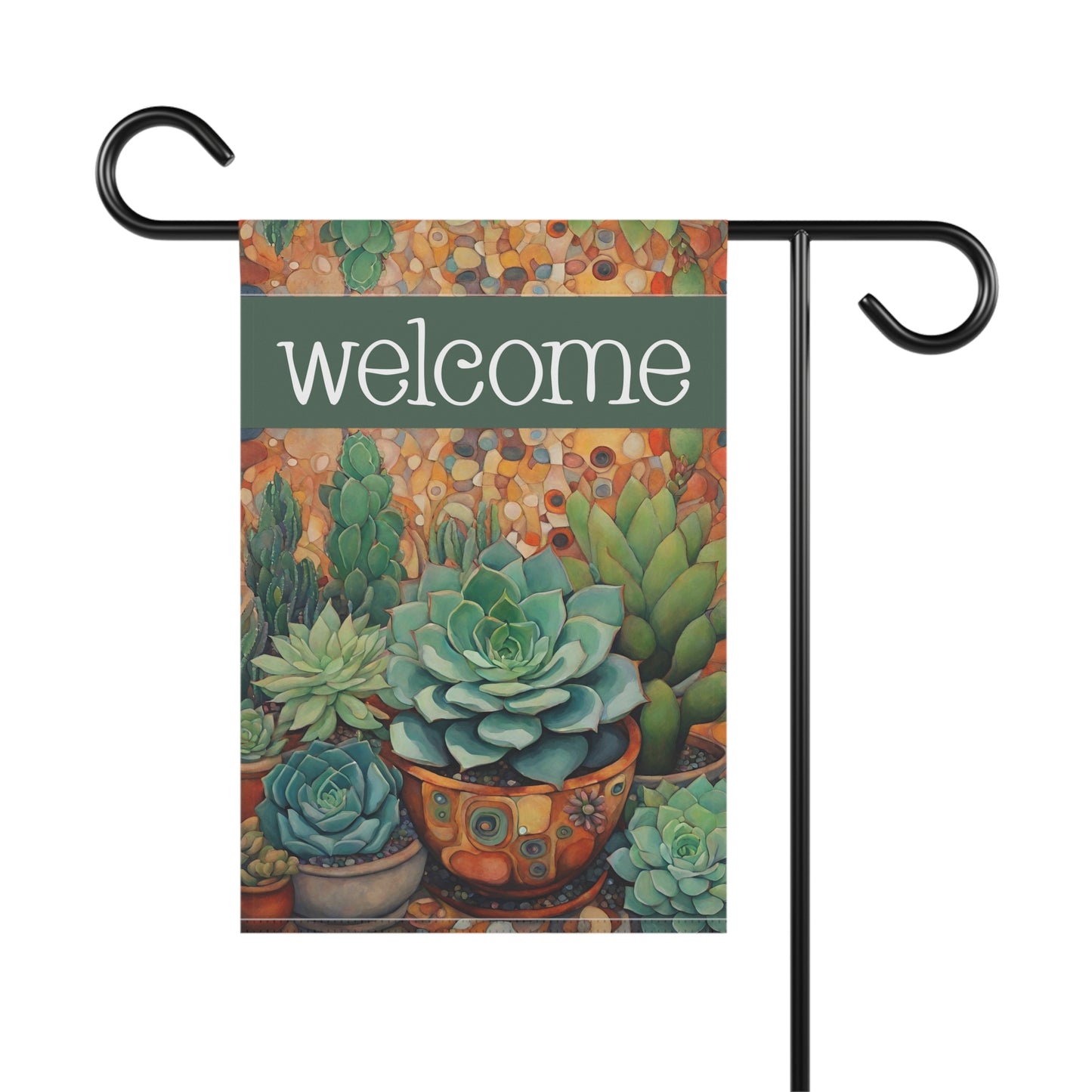 Succulents Welcome 2-Sided Garden & House Flag/Banner