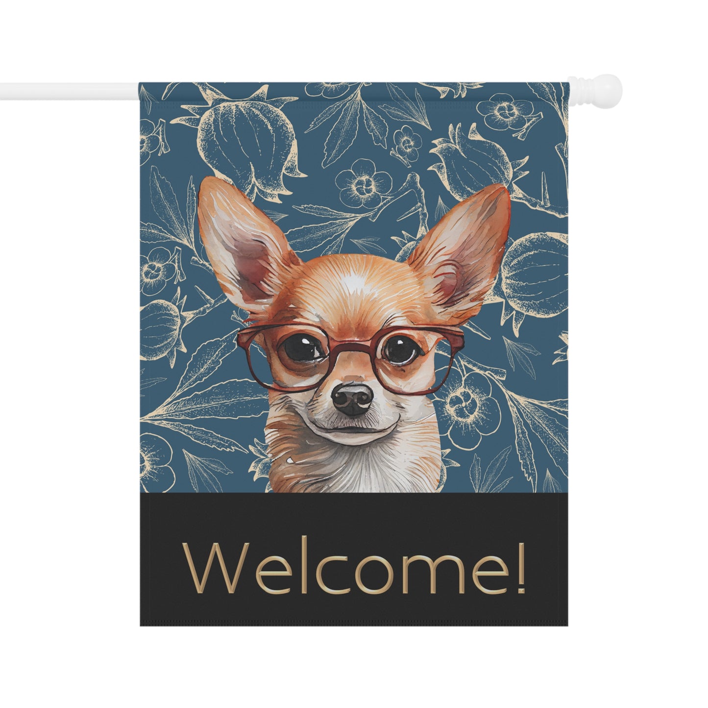 Chihuahua in Glasses Welcome 2-Sided Garden & House Flag/Banner