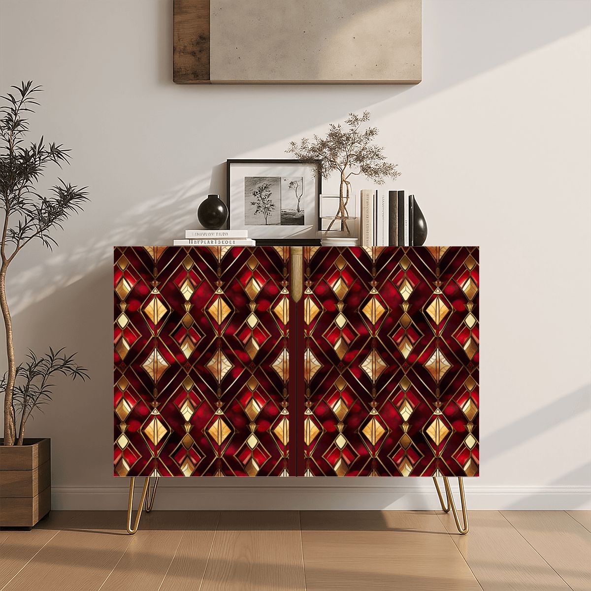Geometric Wooden Storage Cabinet (Made in USA)