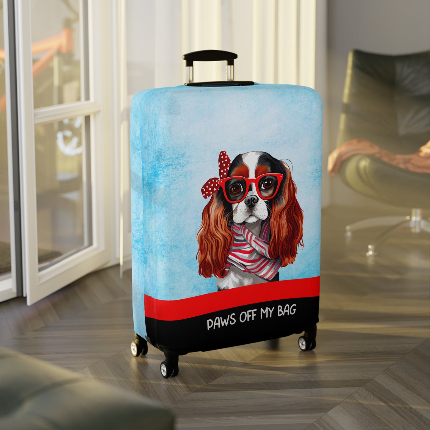 Cavalier King Charles in Glasses Paws Off My Bag Luggage Cover