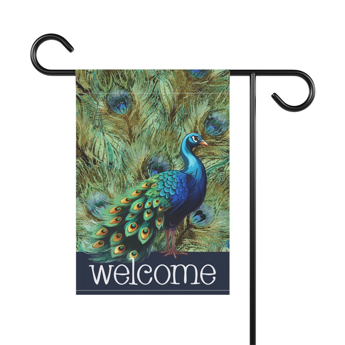 Fancy Peacock Welcome 2-Sided Garden & House Flag/Banner