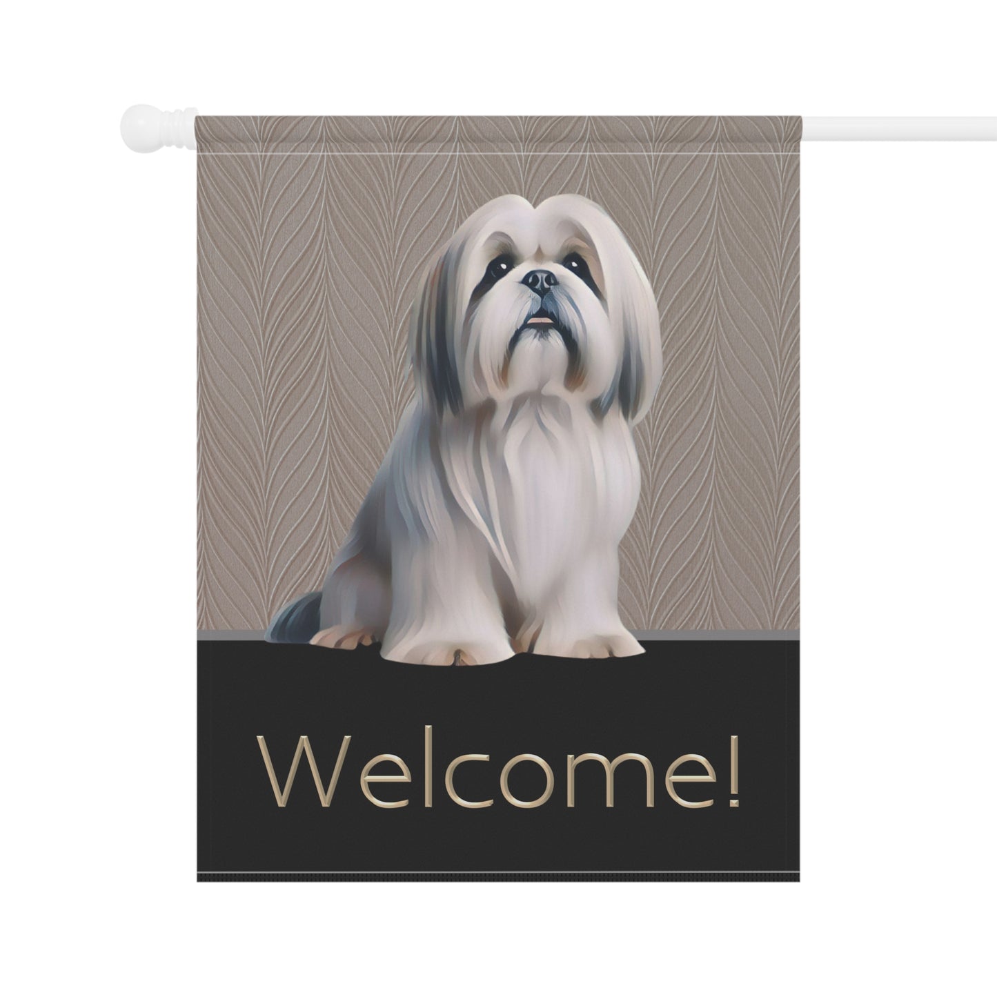 Lhasa Apso Welcome 2-Sided Garden & House Flag/Banner
