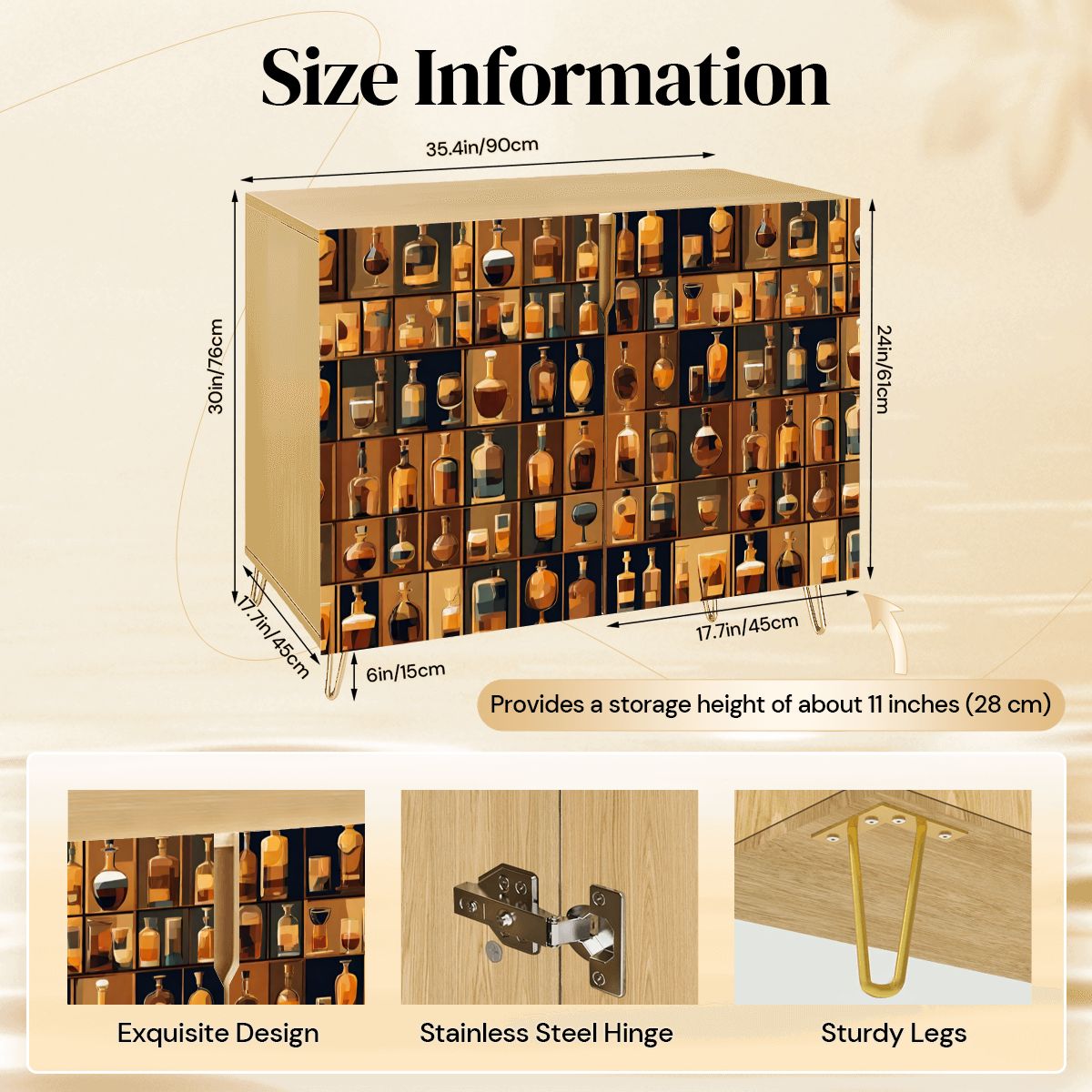 Bar Art Wooden Storage Cabinet (Made in USA)