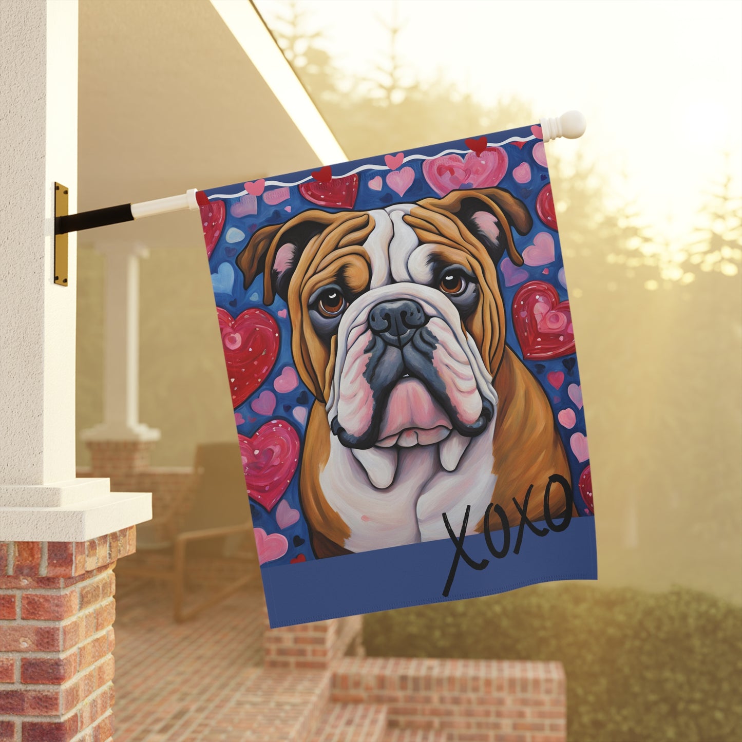 English Bulldog Valentine 2-Sided Garden & House Flag/Banner