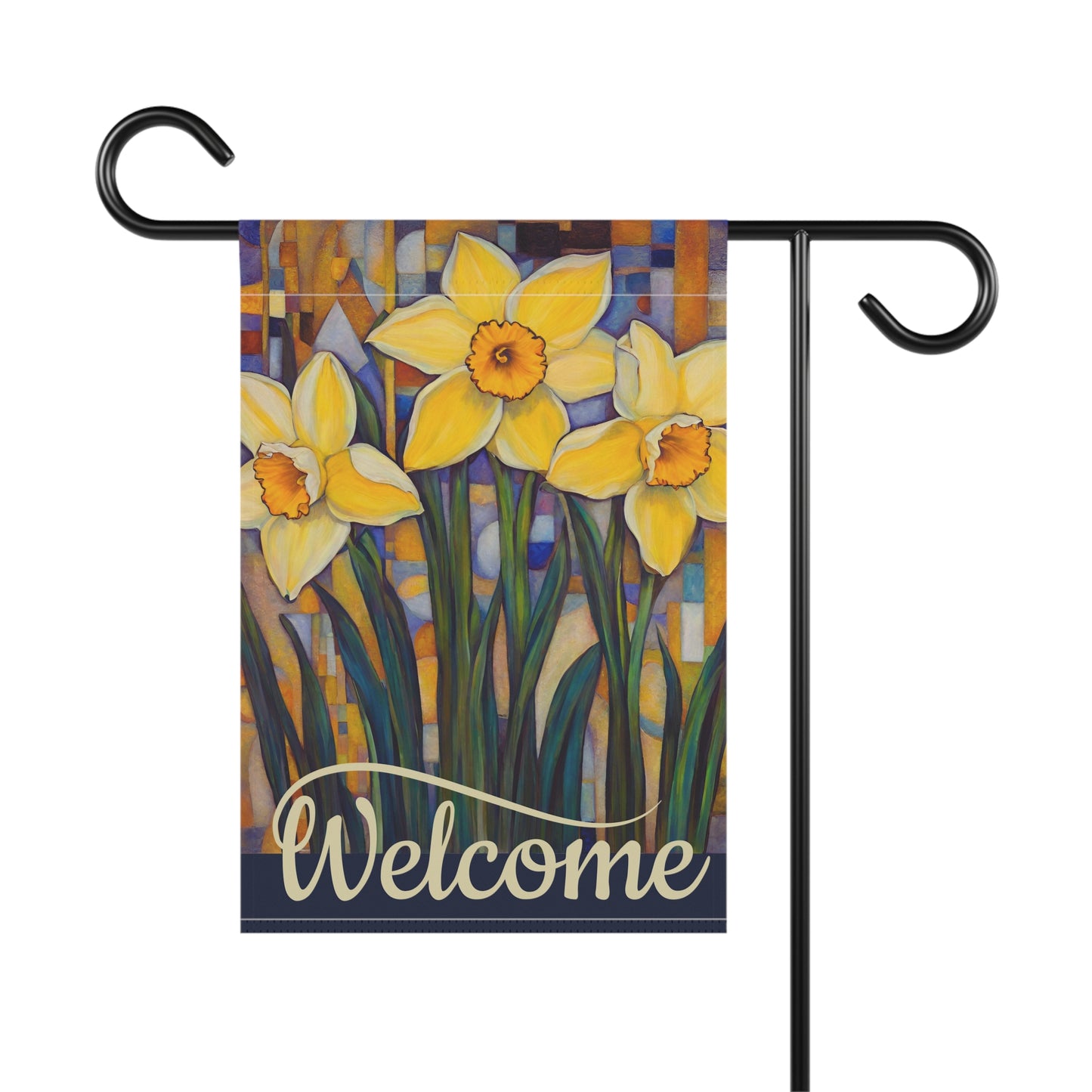 Happy Daffodils Welcome 2-Sided Garden & House Flag/Banner