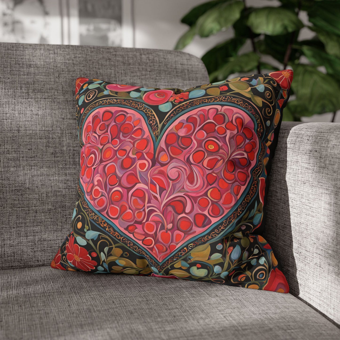 Big Heart Square Poly Canvas Pillowcase