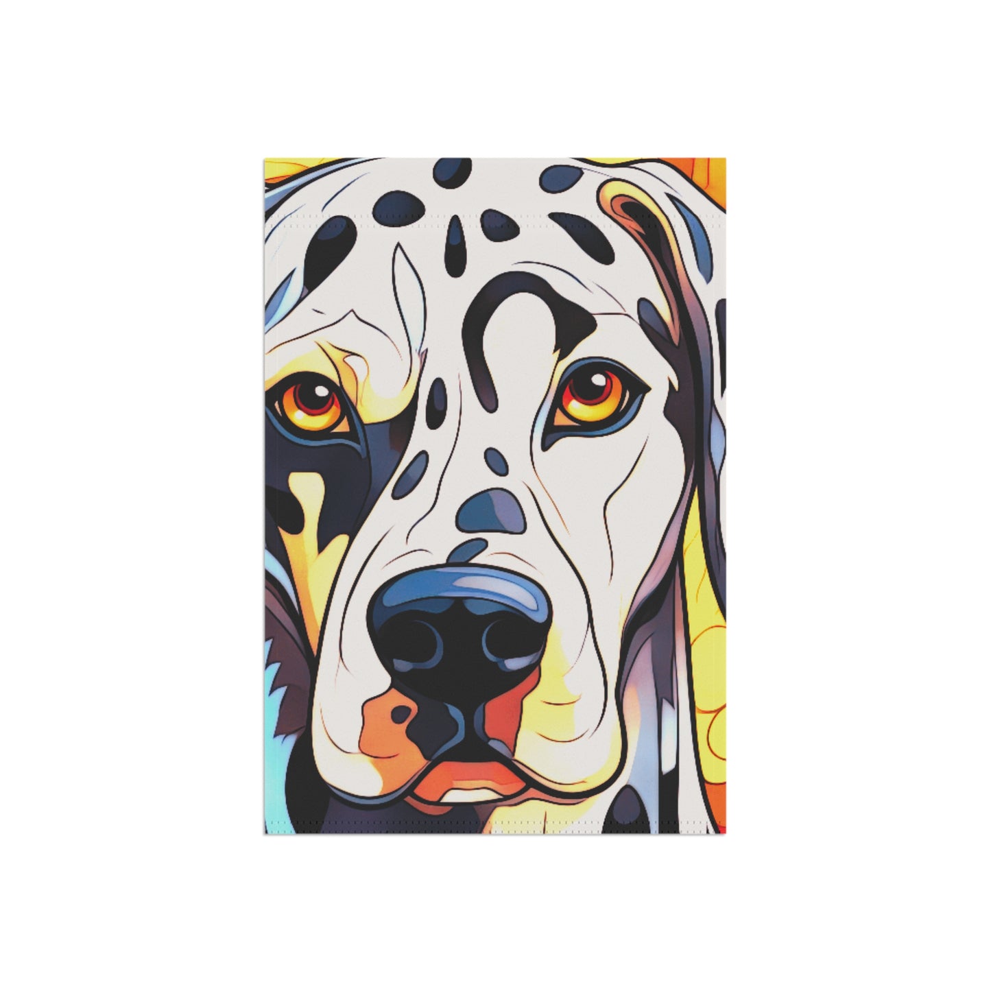Dalmatian Face Stained Glass Look 2-Sided Garden & House Flag/Banner
