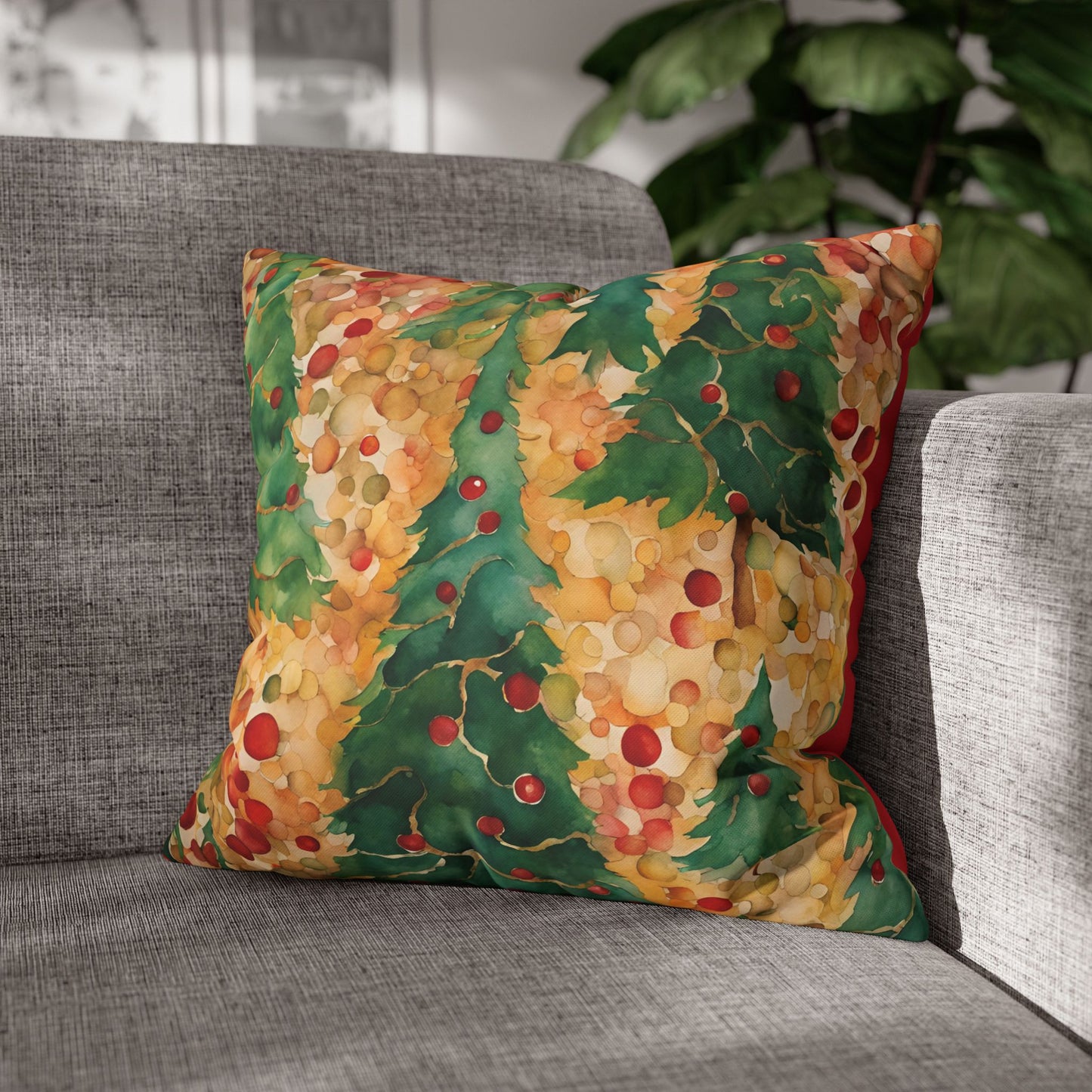 Christmas Tree Folly Square Poly Canvas Pillowcase