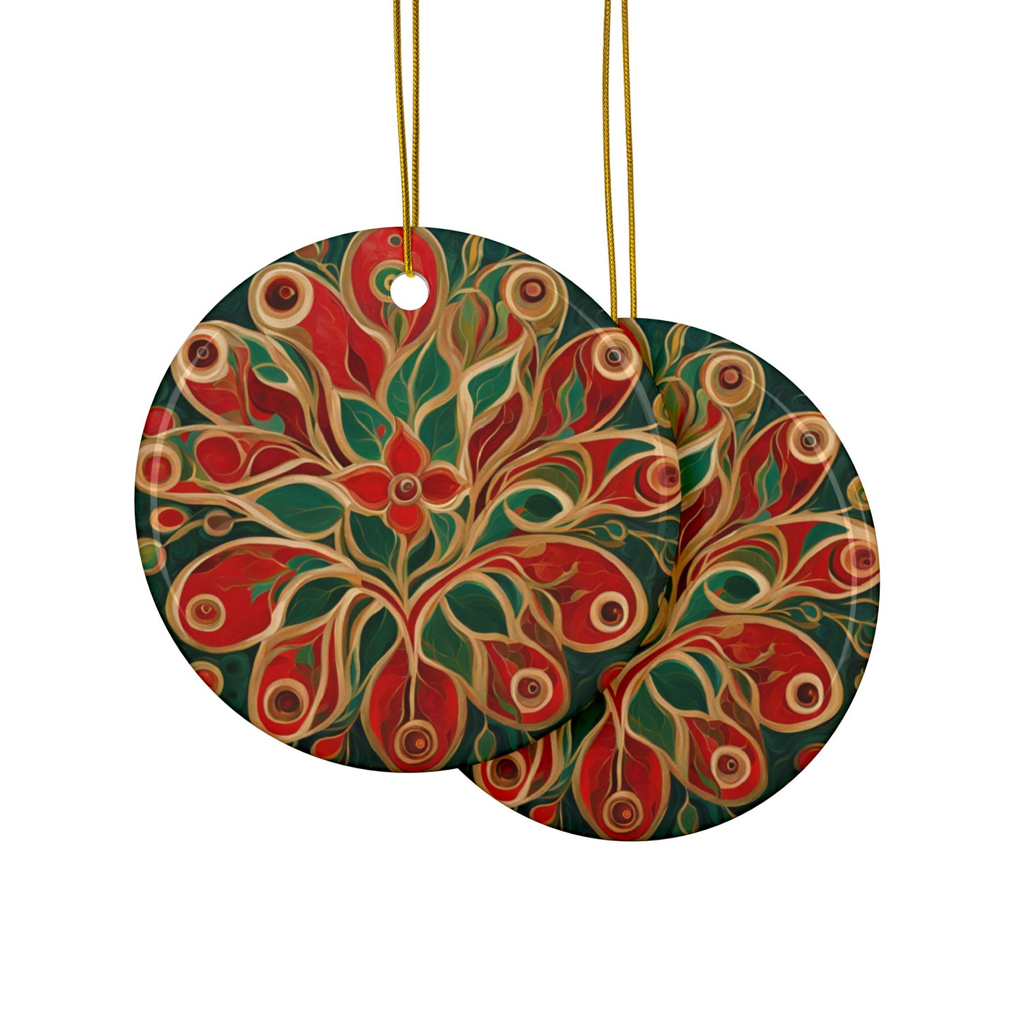 Holiday Bloom 3" Ceramic Ornaments, 2-Side Print, (1pc, 10pcs)