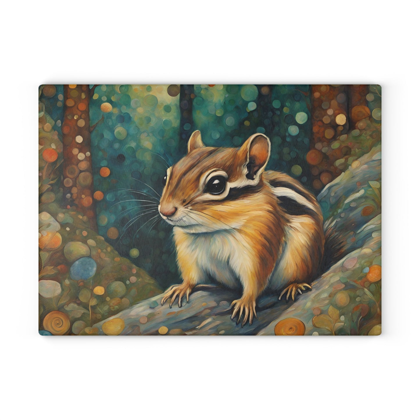 Mountain Forest Chipmunk Tempered Glass Cutting Board