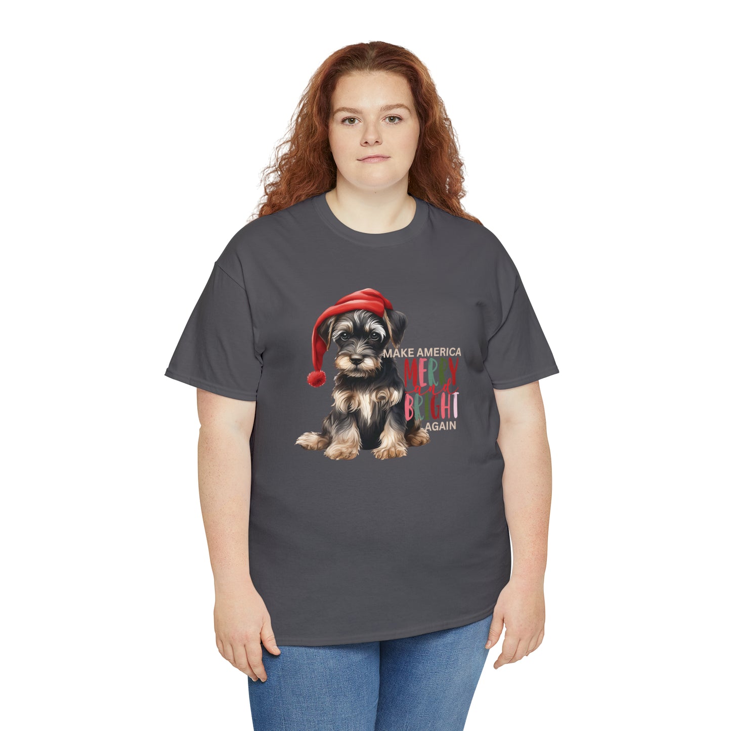 Santa Dog Make America Merry & Bright Again Unisex Heavy Cotton Tee