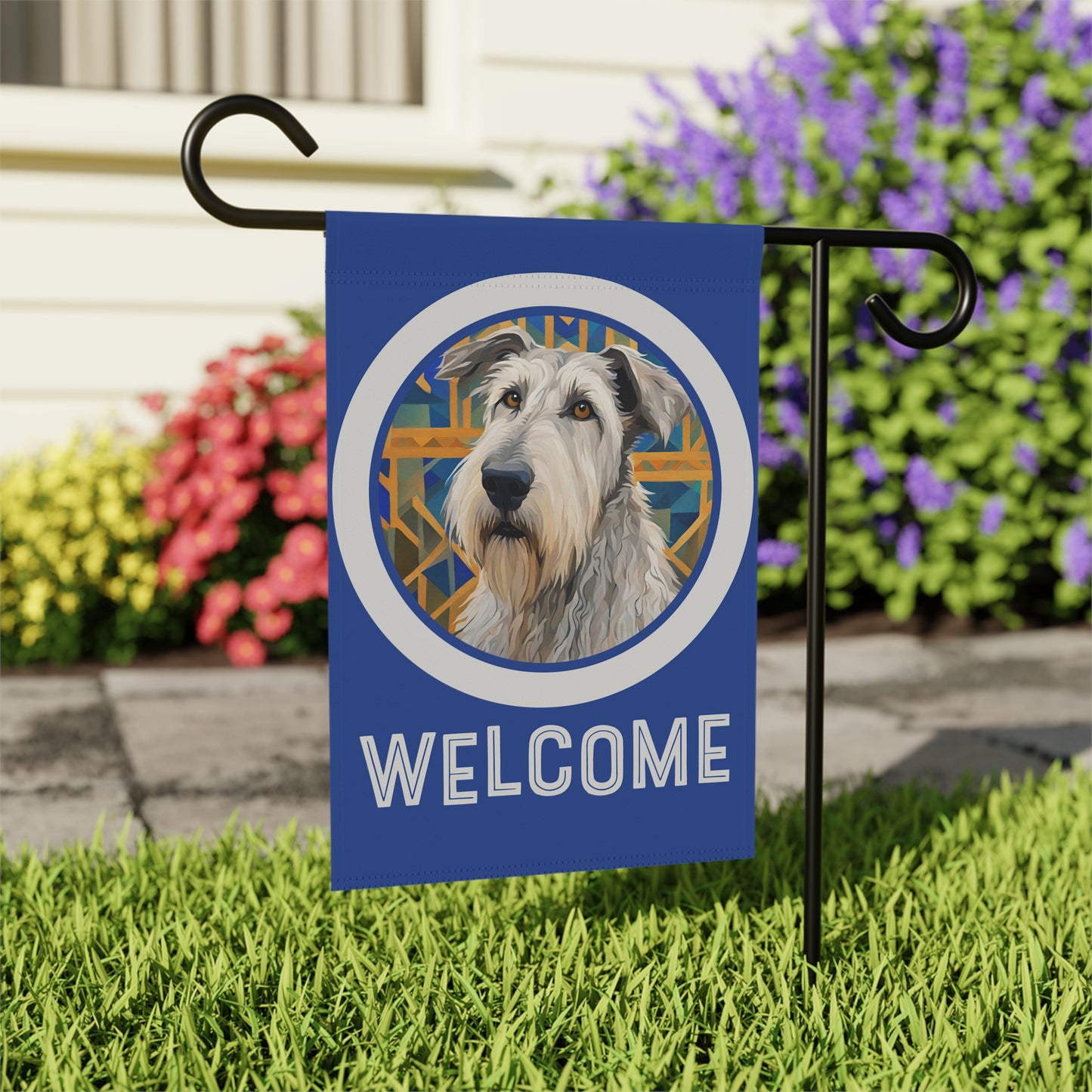 Irish Wolfhound Welcome 2-Side Garden & House Flag/Banner