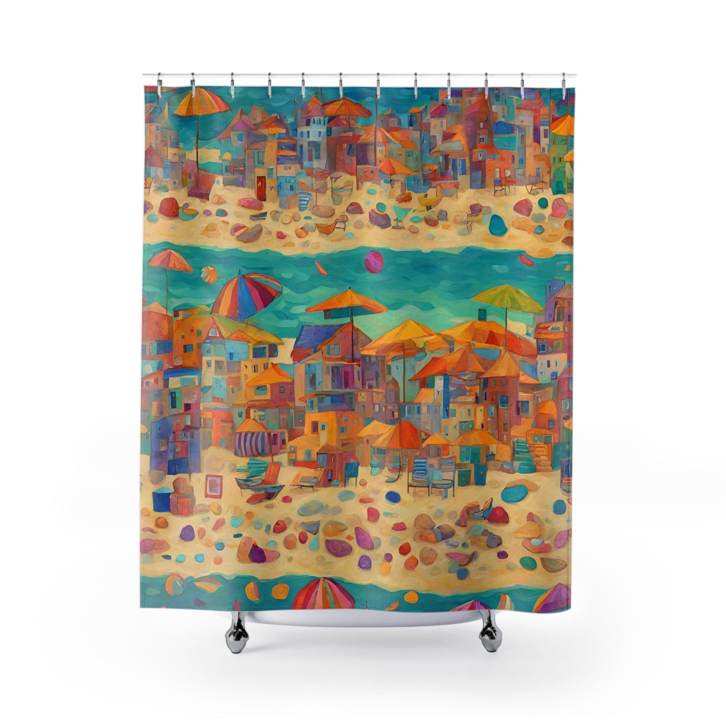 Seaside in Living Color Polyester Shower Curtain