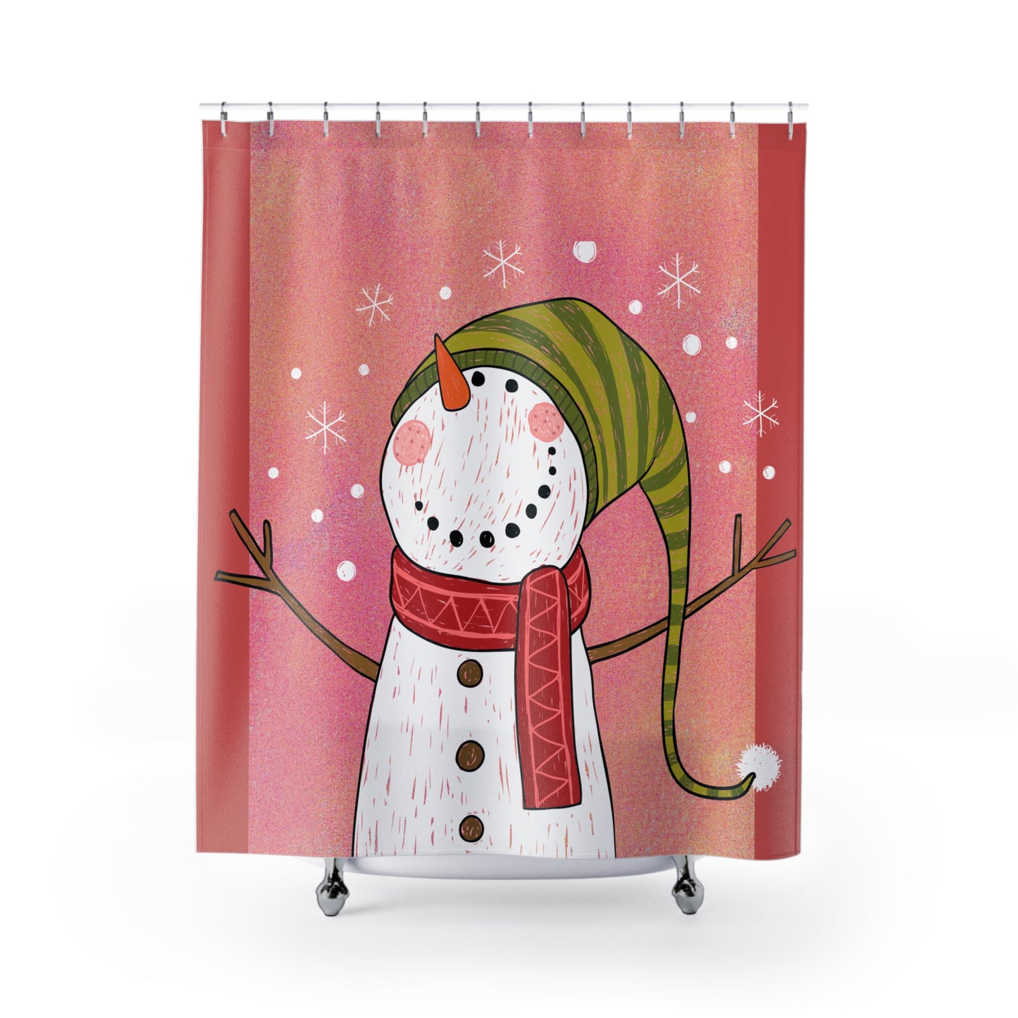 Happy Snowman Polyester Shower Curtain