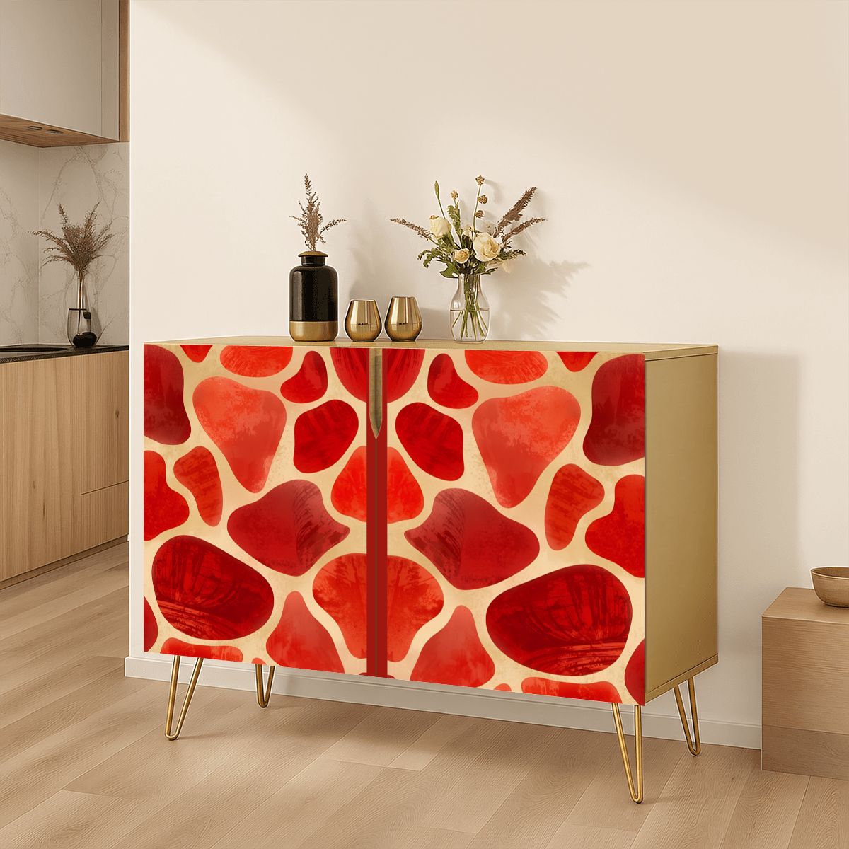 Red Giraffe Wooden Storage Cabinet (Made in USA)