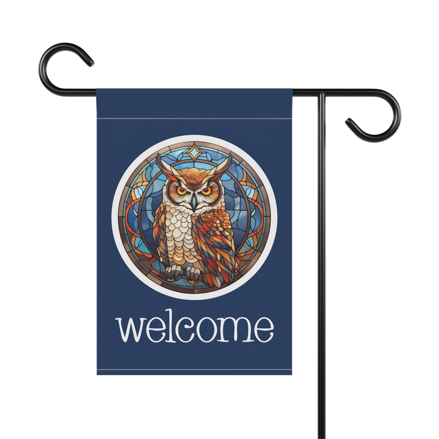 Great Horned Owl Welcome 2-Sided Garden & House Flag/Banner