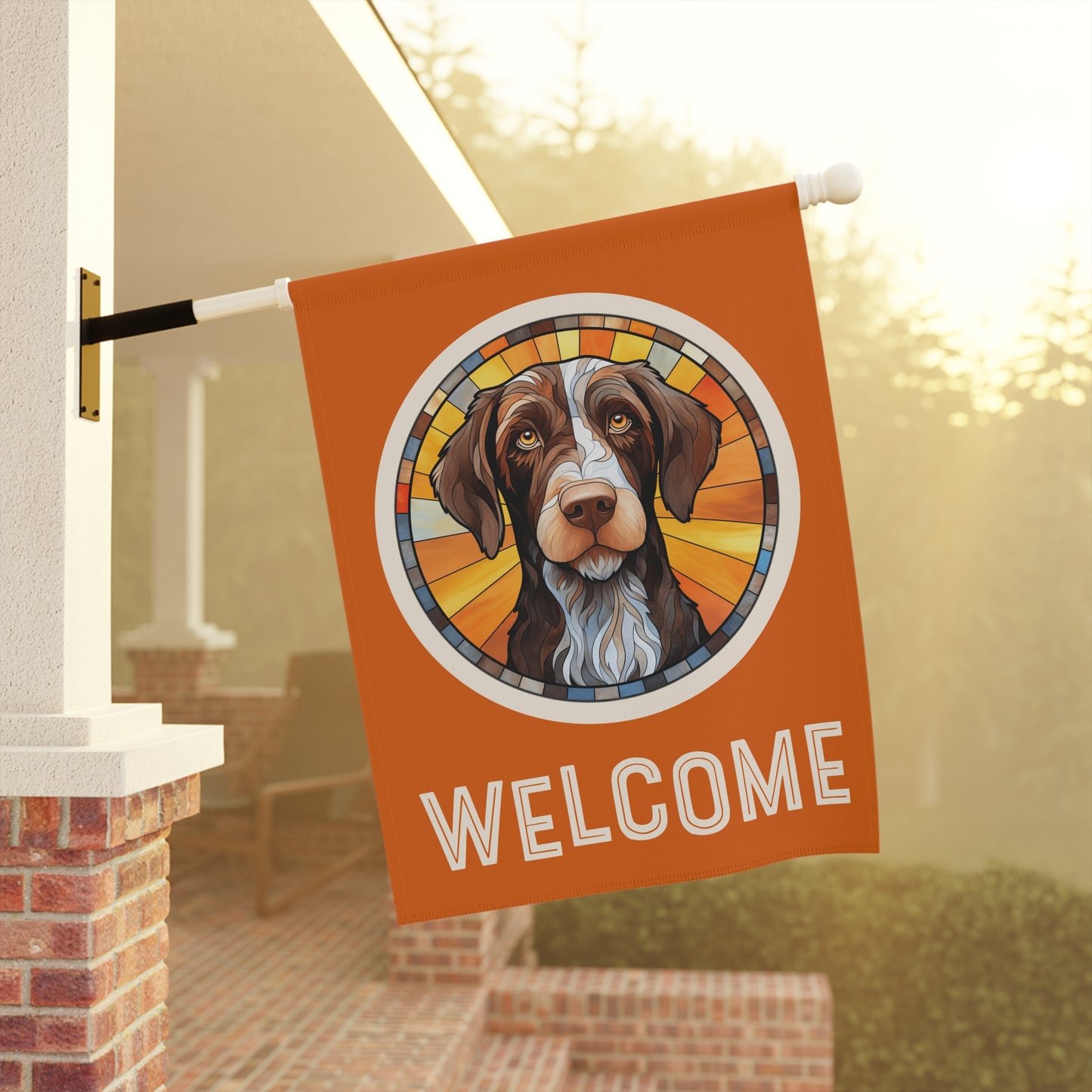 German Wirehaired Pointer Welcome 2-Sided Garden & House Flag/Banner