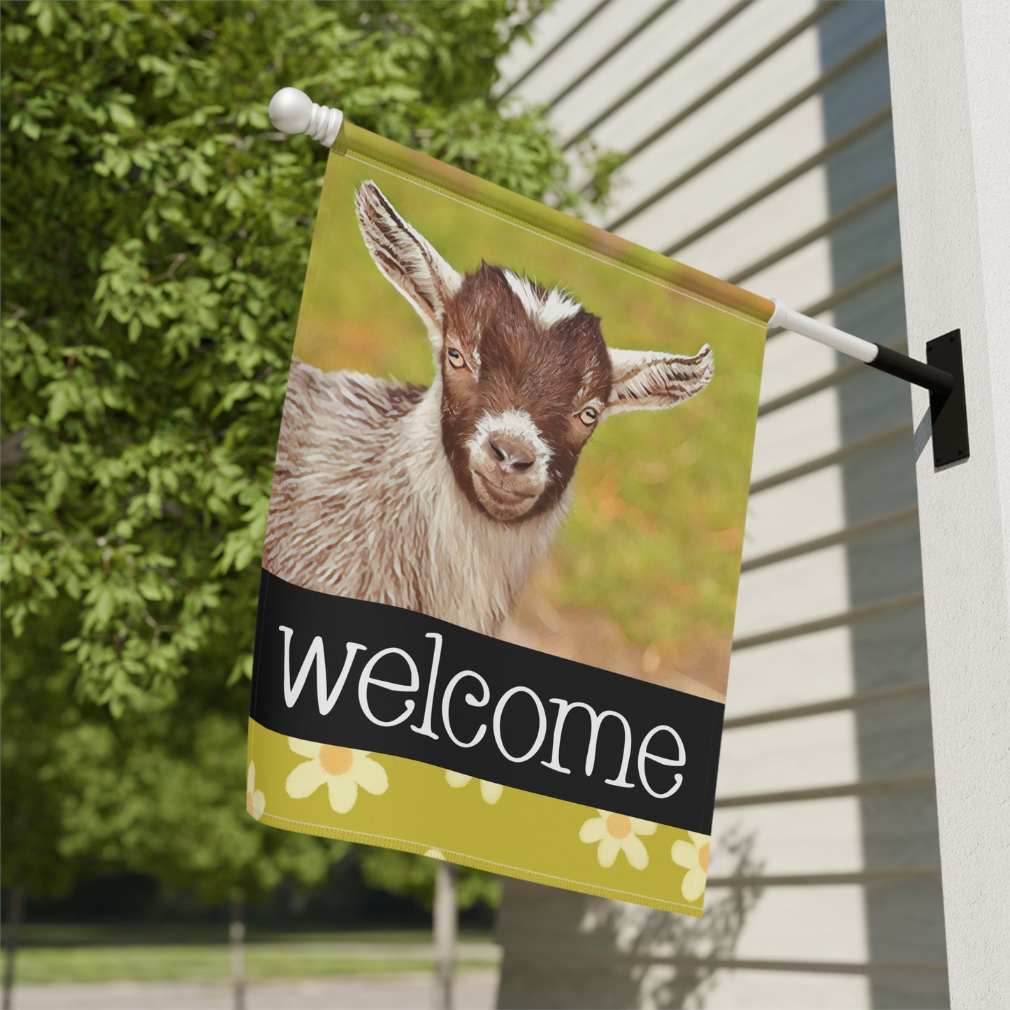 Kid Goat Welcome 2-Sided Garden & House Flag/Banner