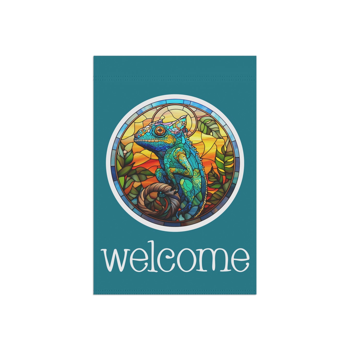 Chameleon Welcome 2-Sided  Garden & House Flag/Banner