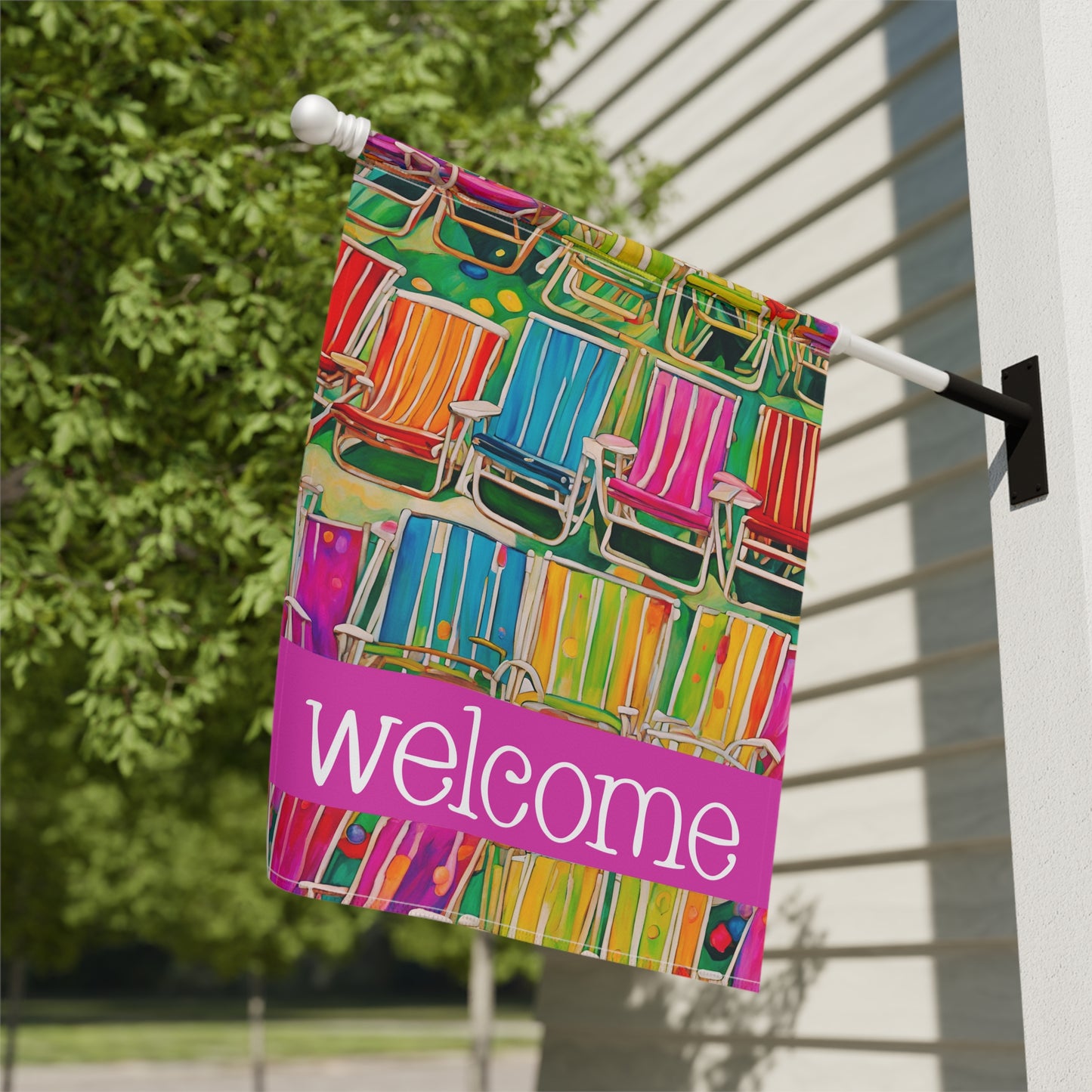 Beach Chairs Welcome 2-Sided Garden & House Flag/Banner