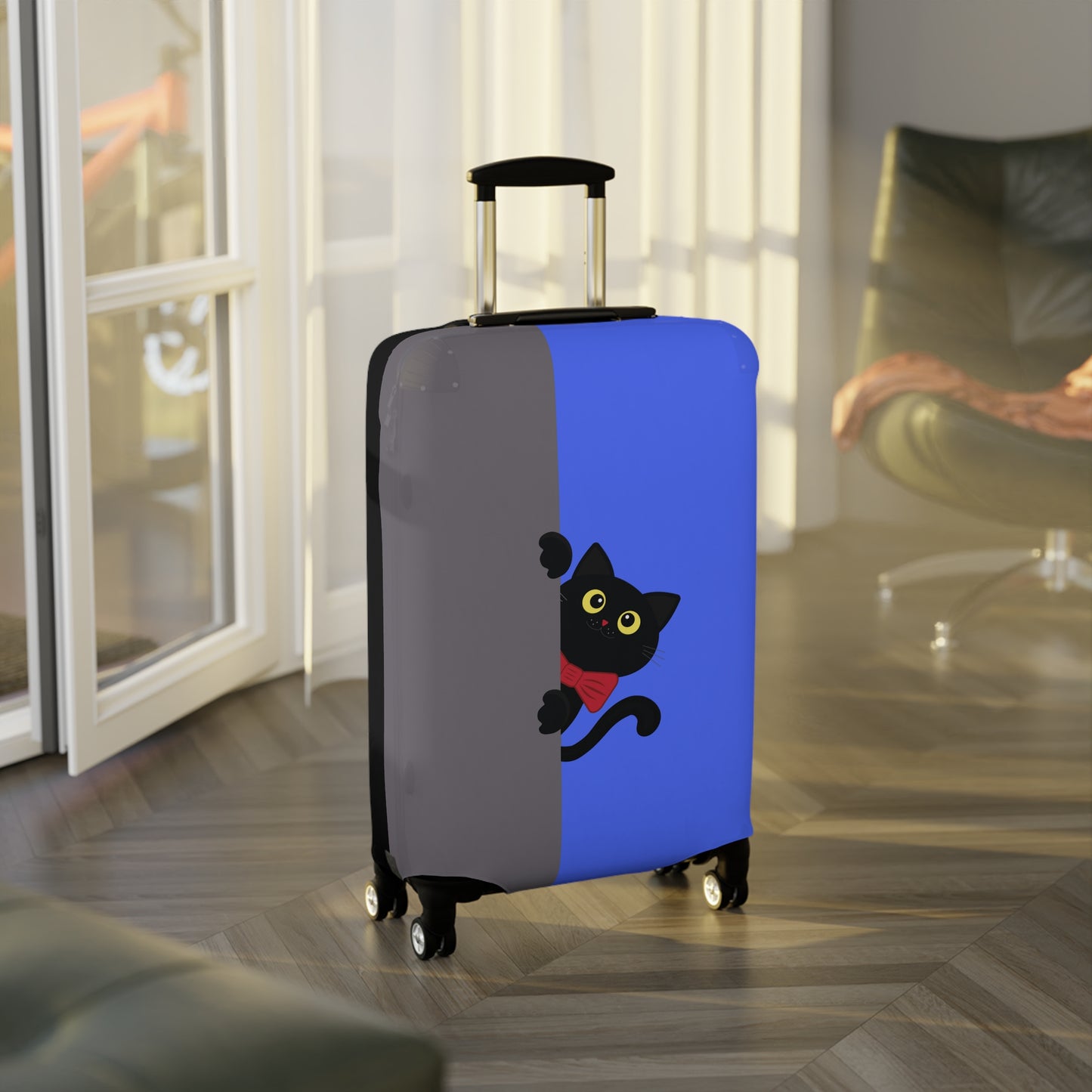 Black Cat in Red Bow Tie Luggage Cover