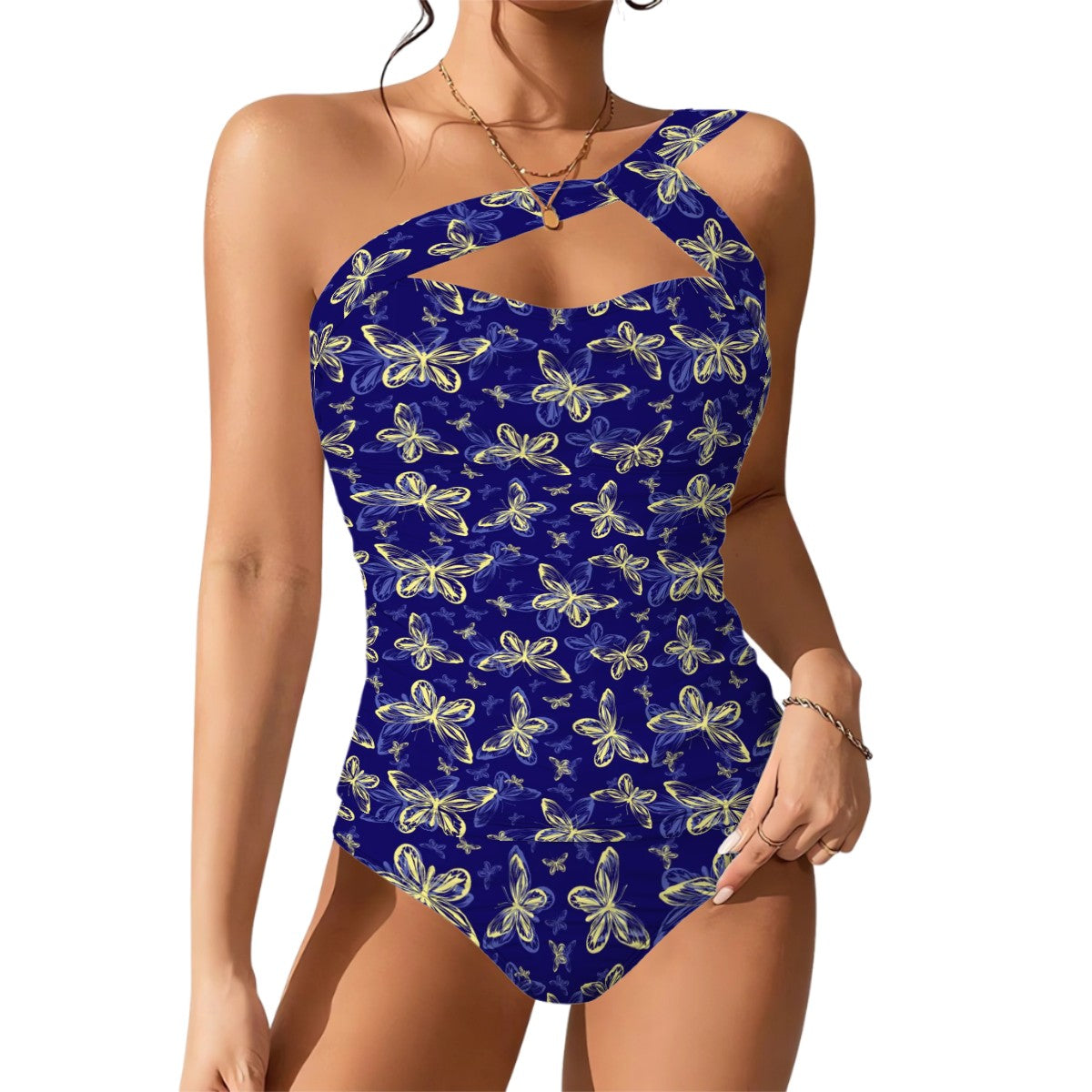 Butterfly Royale One-Shoulder Two Piece Tankini Swimsuit