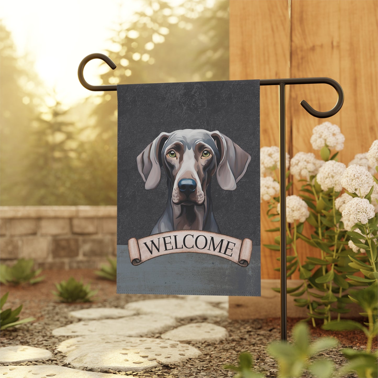 Weimaraner Welcome 2-Sided Garden & House Flag/Banner