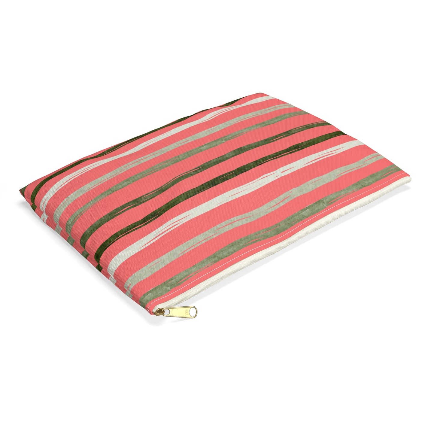 Utah Green Stripes on Melon  flat zipper Accessory Pouch