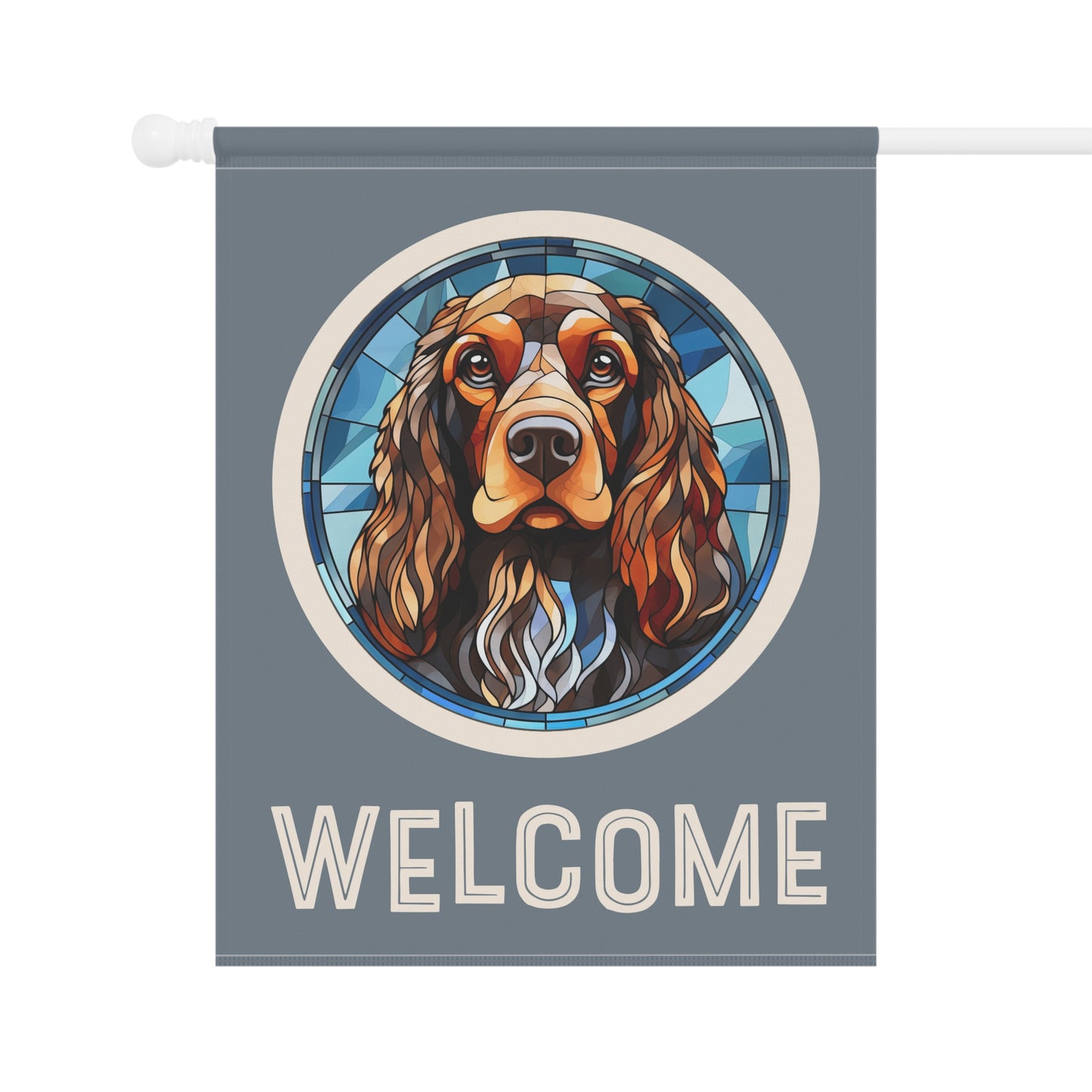 English Cocker Spaniel Welcome 2-Sided Garden & House Flag/Banner