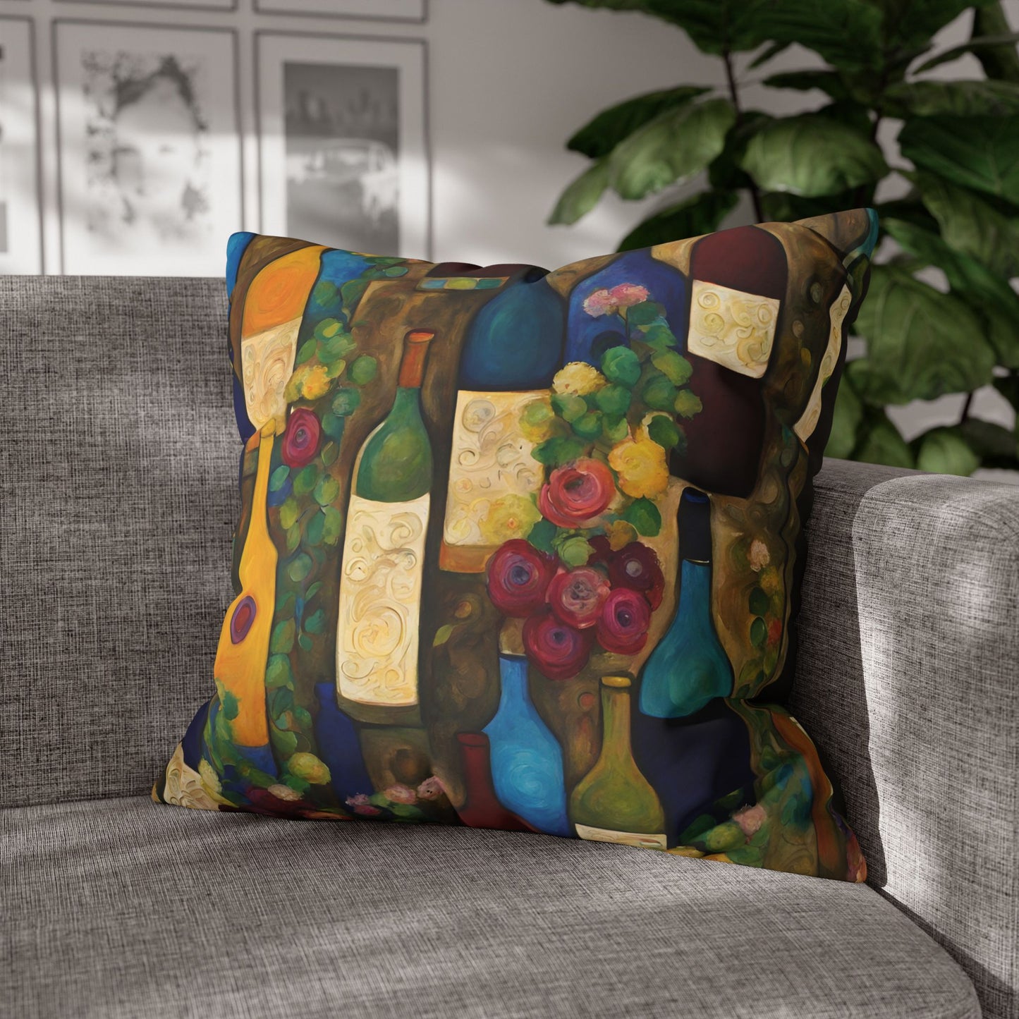 Wine Garden Square Poly Canvas Pillowcase