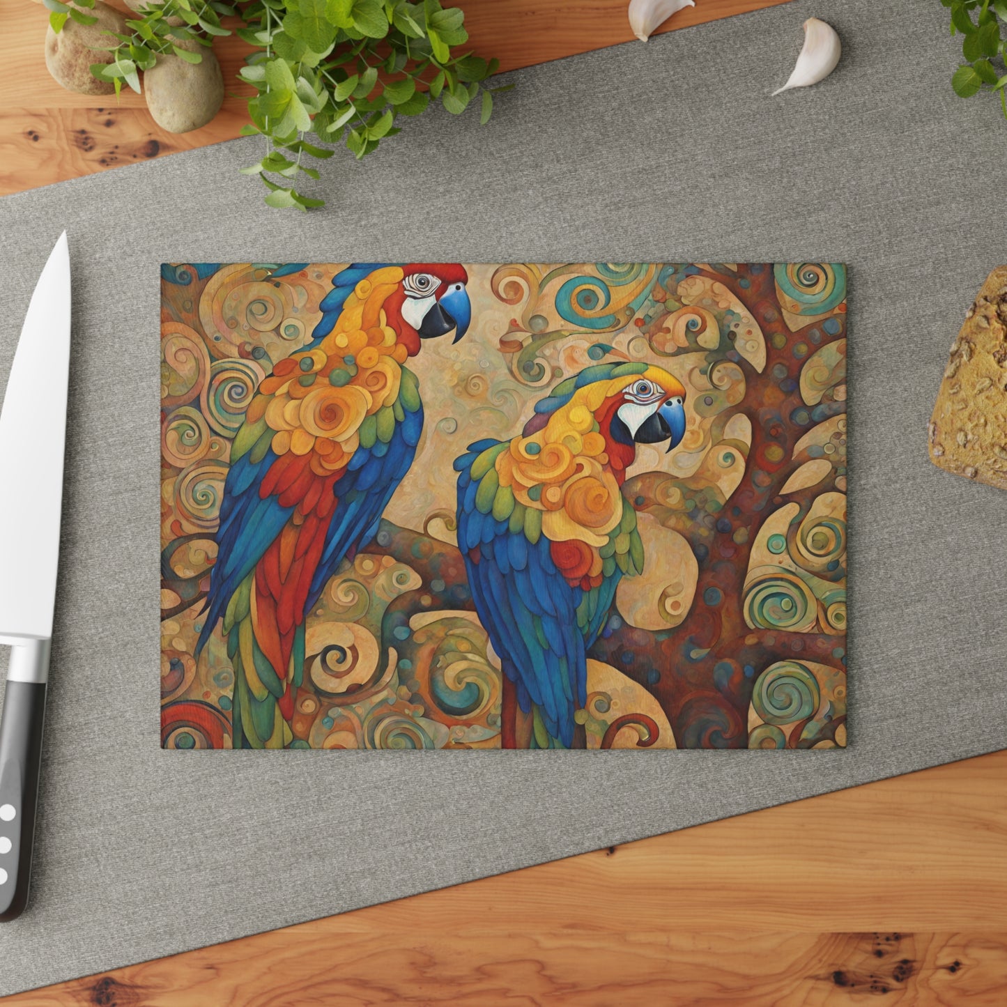 Parrot Duo Tempered Glass Cutting Board