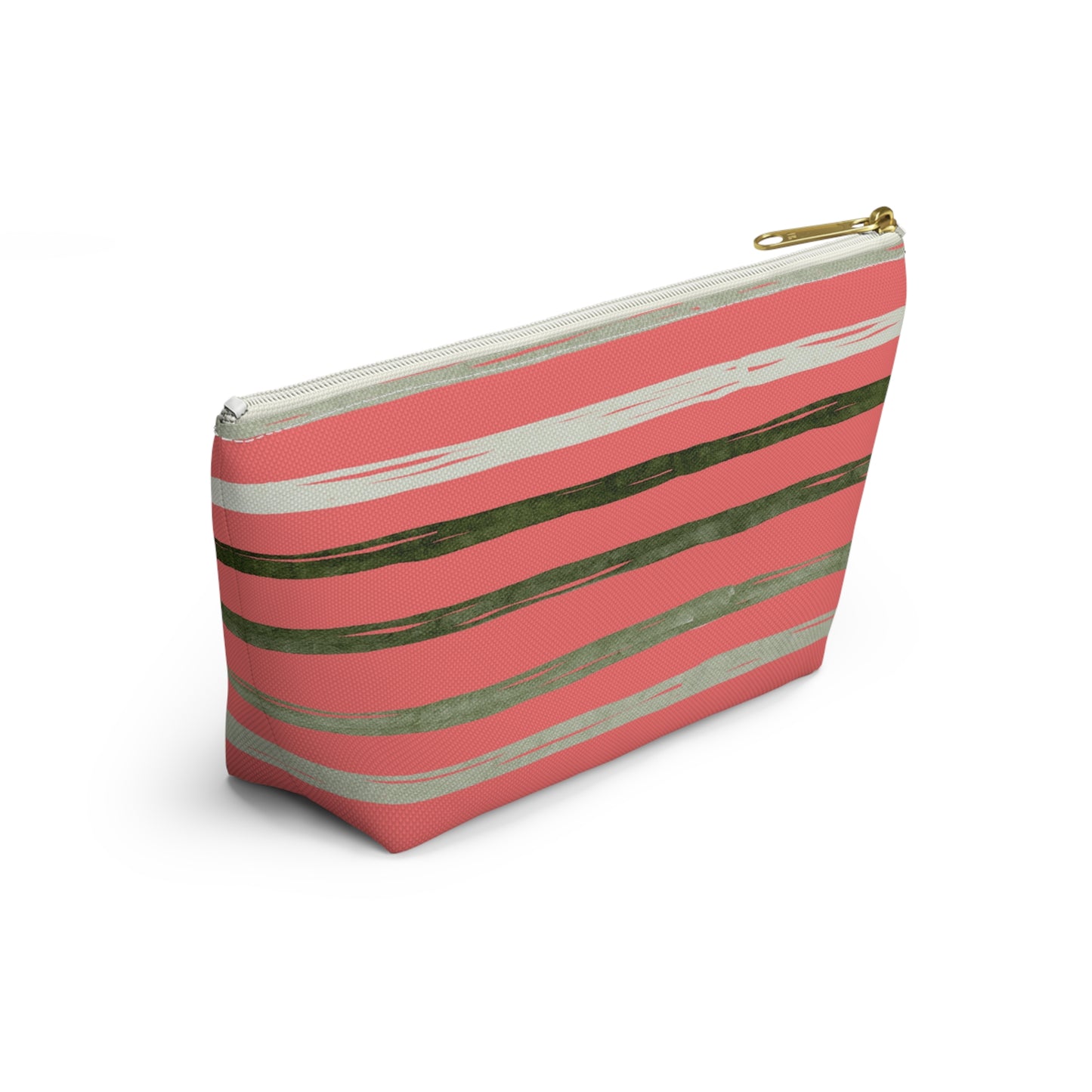 Utah Green stripes on Melon fashion makeup Accessory Pouch w T-bottom