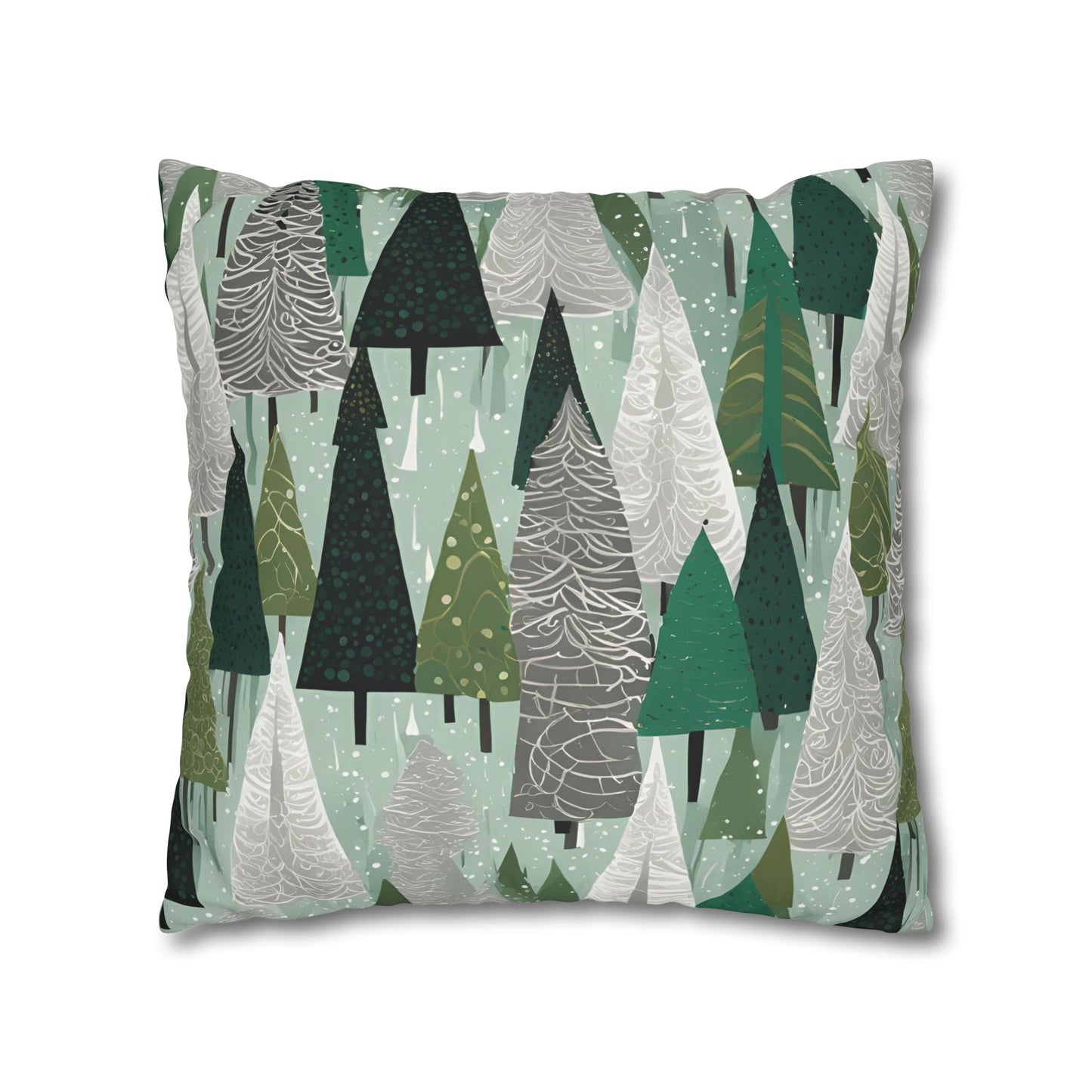 Mint Trees Square Poly Canvas Pillowcase