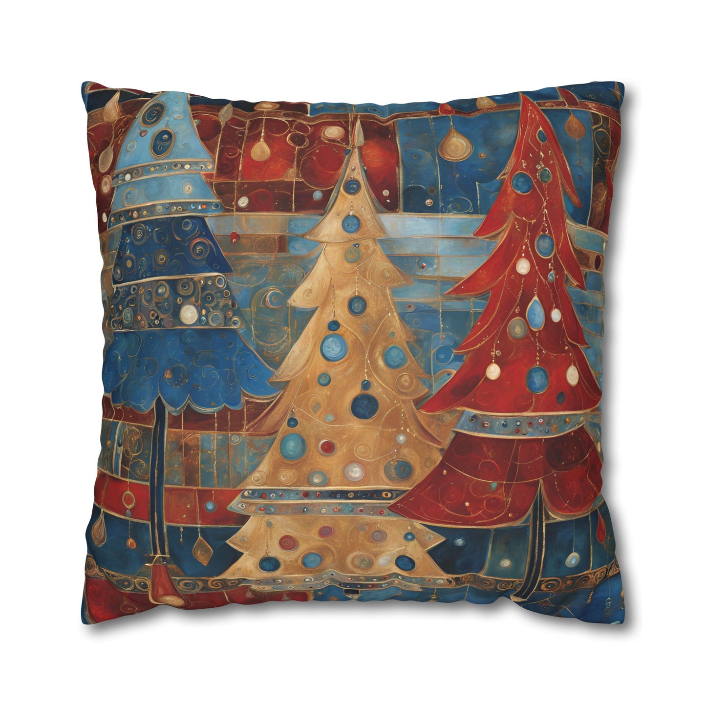 Americana Christmas Square Poly Canvas Pillowcase