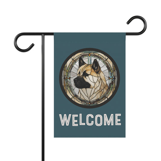 Akita Profile Welcome 2-Sided Garden & House Flag/Banner