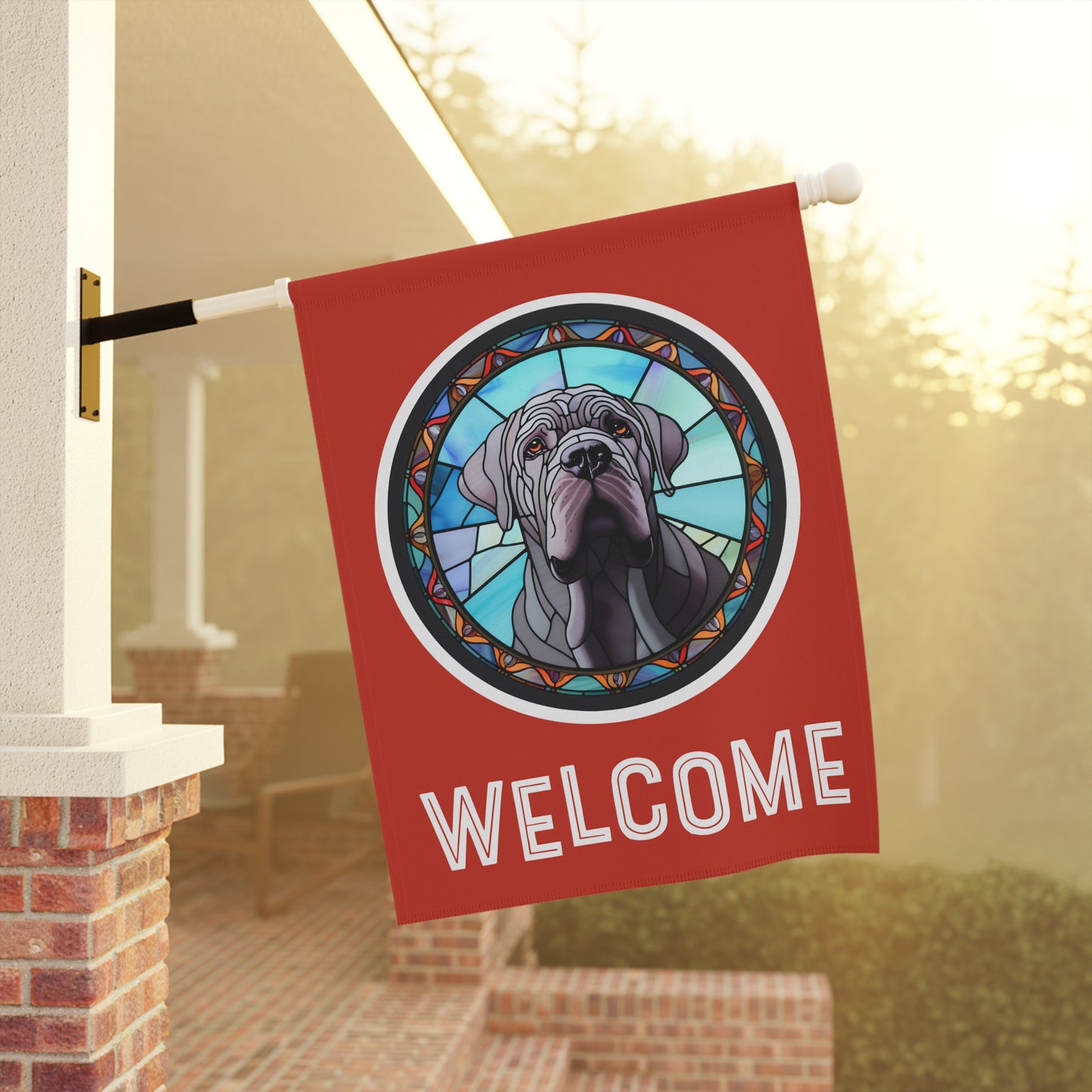 Neapolitan Mastiff Welcome 2-Sided Garden & House Flag/Banner