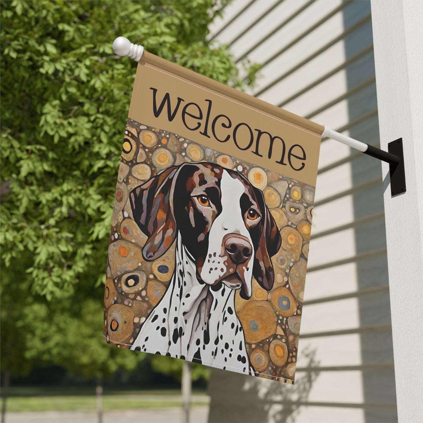 Pointer Welcome 2-Sided Garden & House Flag/Banner