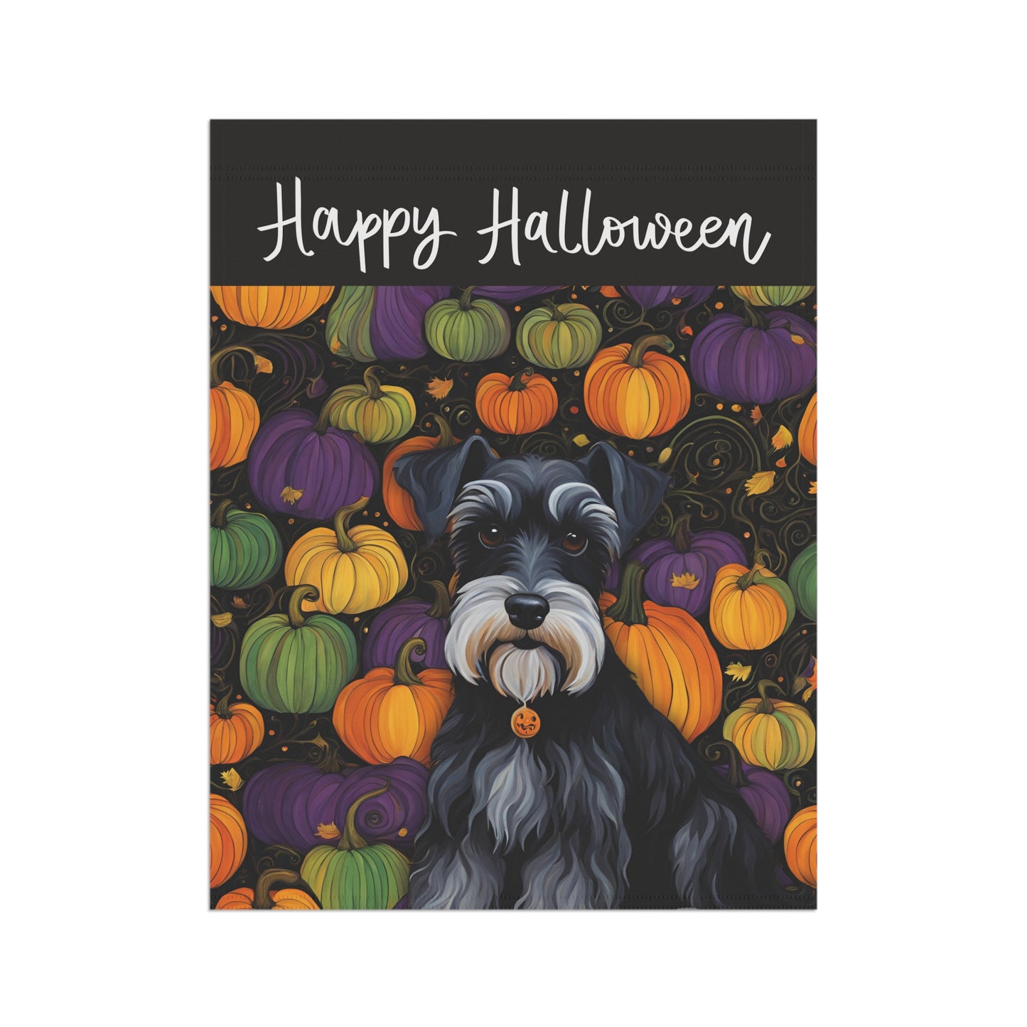 Miniature Schnauzer Happy Halloween 2-Sided Garden & House Flag/Banner