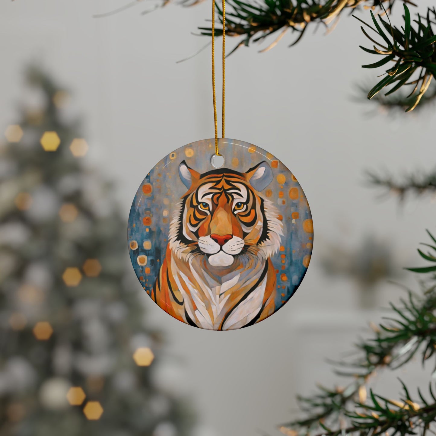 Tiger 3" Ceramic Ornaments, 2-Side Print, (1pc, 10pcs)