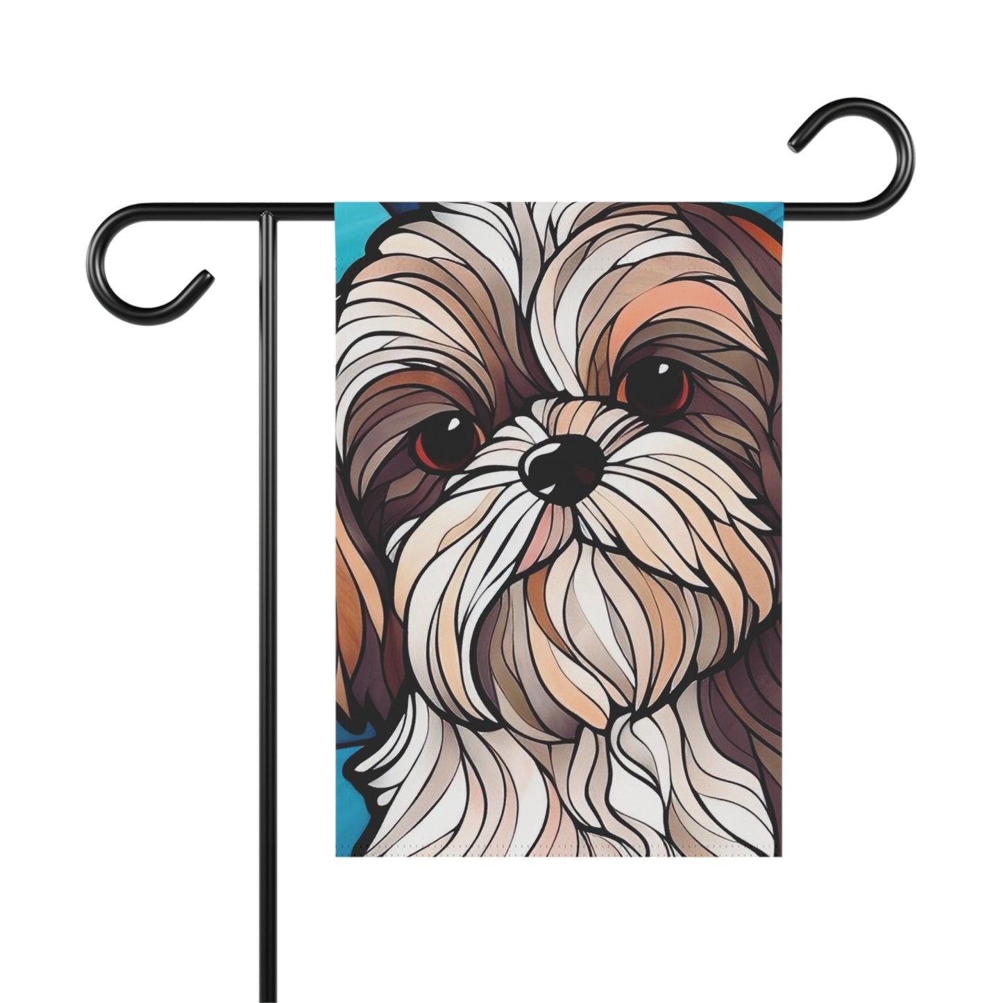 Shih Tzu Face Stained Glass Look 2-Sided Garden & House Flag/Banner